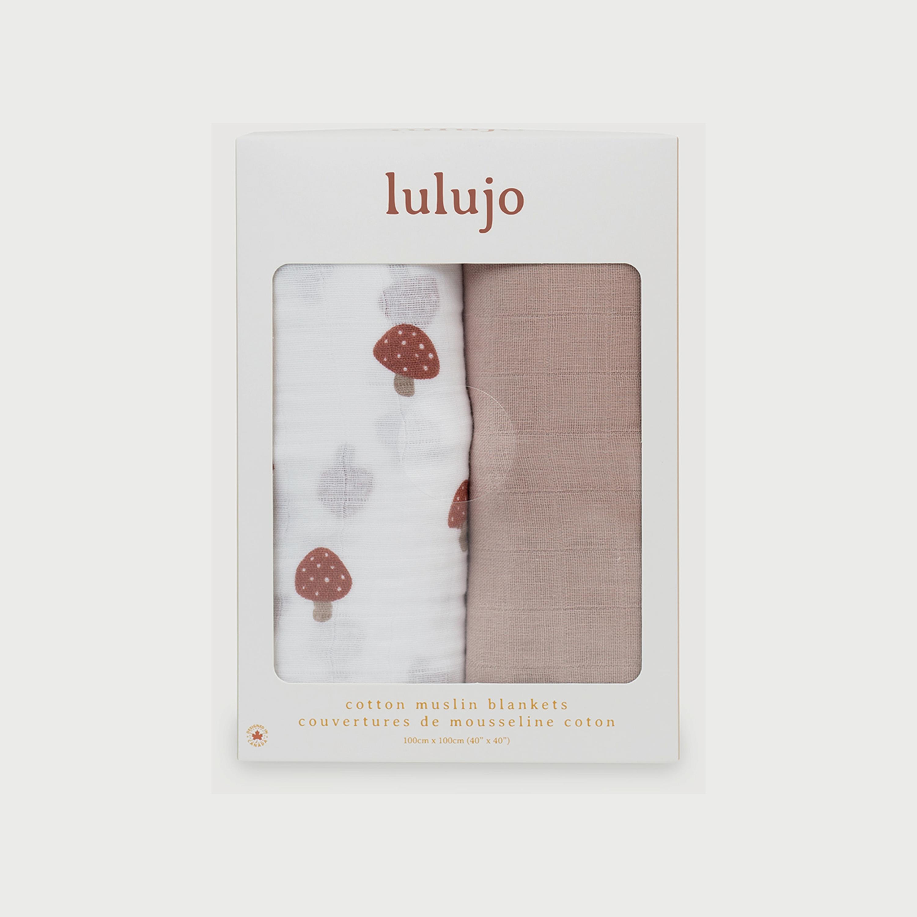 Lulujo 2-Piece Cotton Swaddles, Mushroom & Sand-baby-nursery-blanketsandswaddles-swaddlesandsleepingbags-image-2