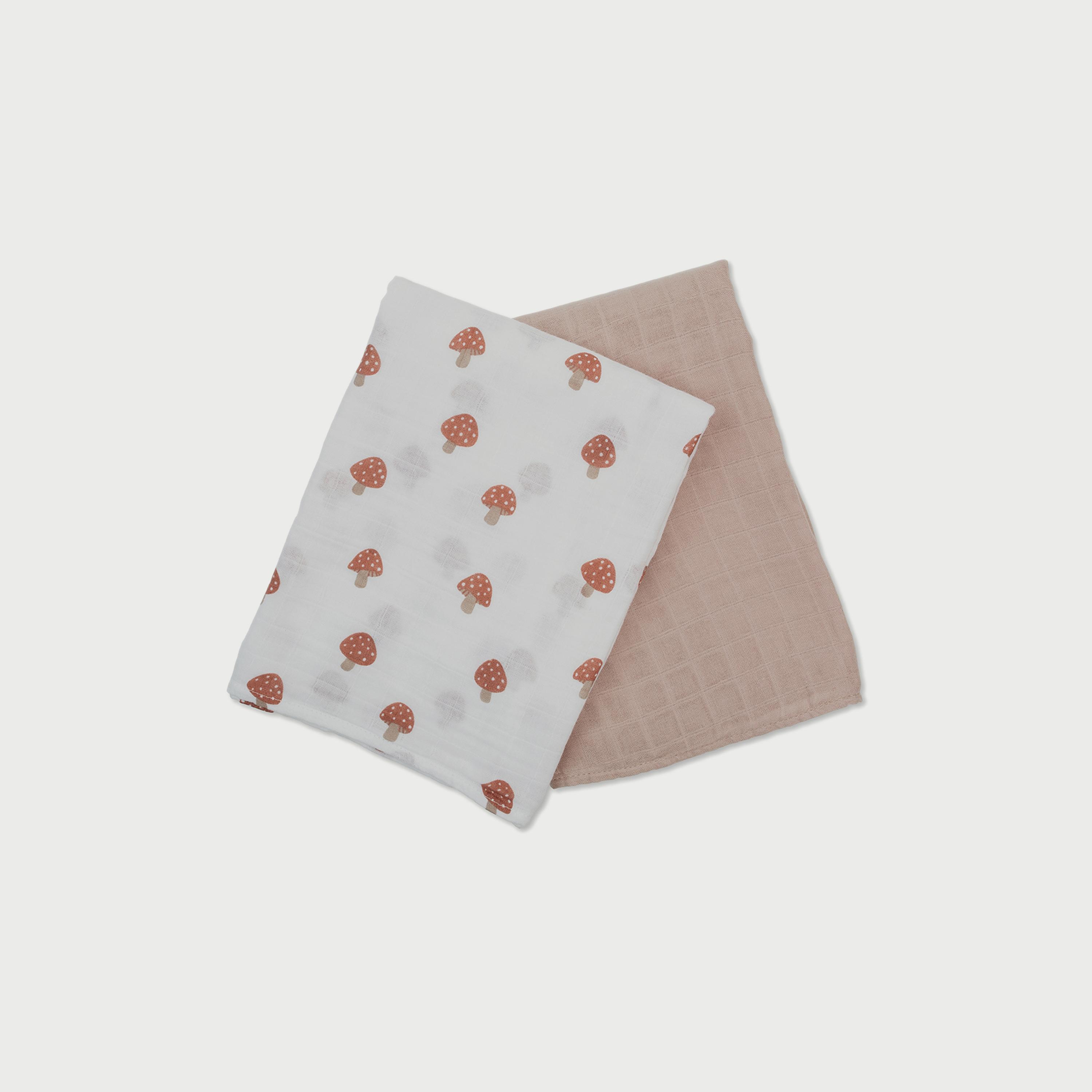 Lulujo 2-Piece Cotton Swaddles, Mushroom & Sand-baby-nursery-blanketsandswaddles-swaddlesandsleepingbags-image-3