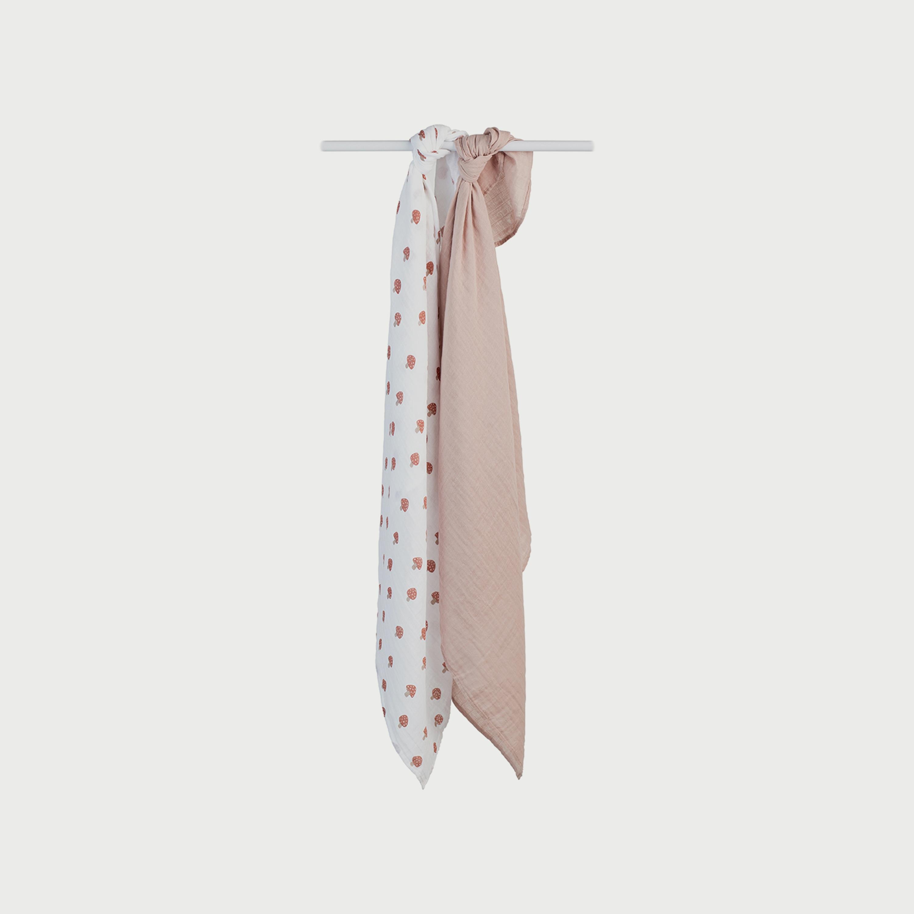 Lulujo 2-Piece Cotton Swaddles, Mushroom & Sand-baby-nursery-blanketsandswaddles-swaddlesandsleepingbags-image-4
