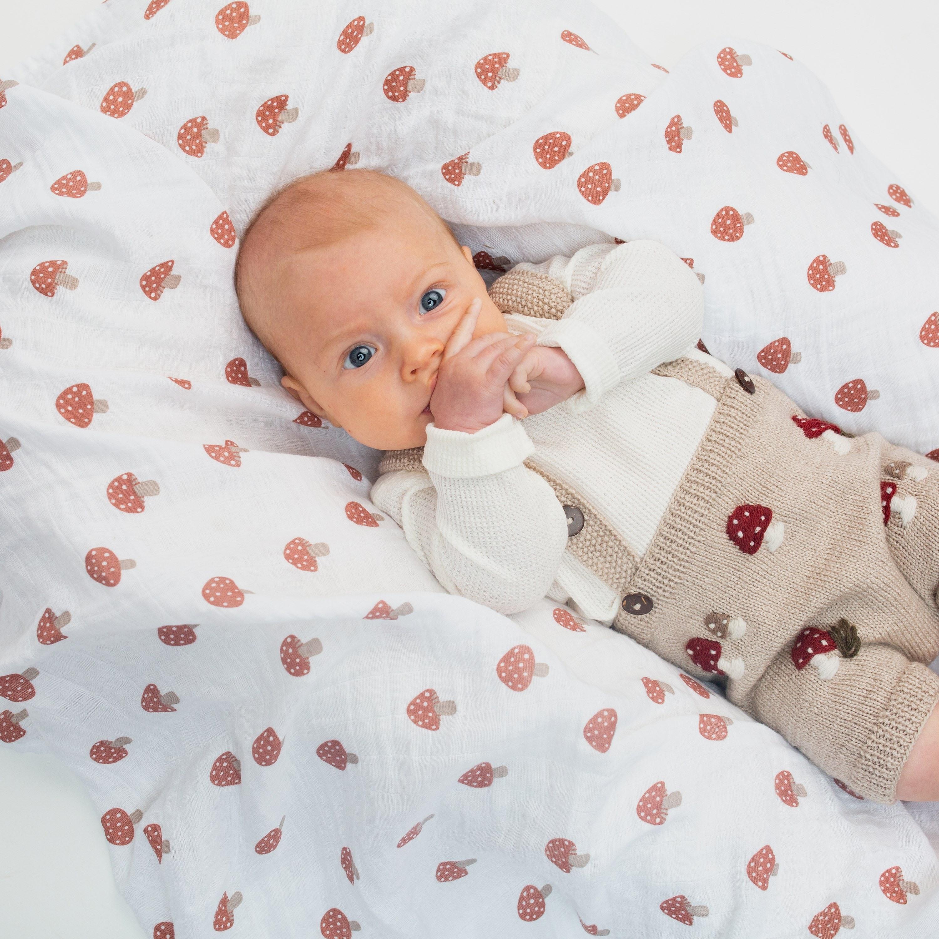 Lulujo 2-Piece Cotton Swaddles, Mushroom & Sand-baby-nursery-blanketsandswaddles-swaddlesandsleepingbags-image-5