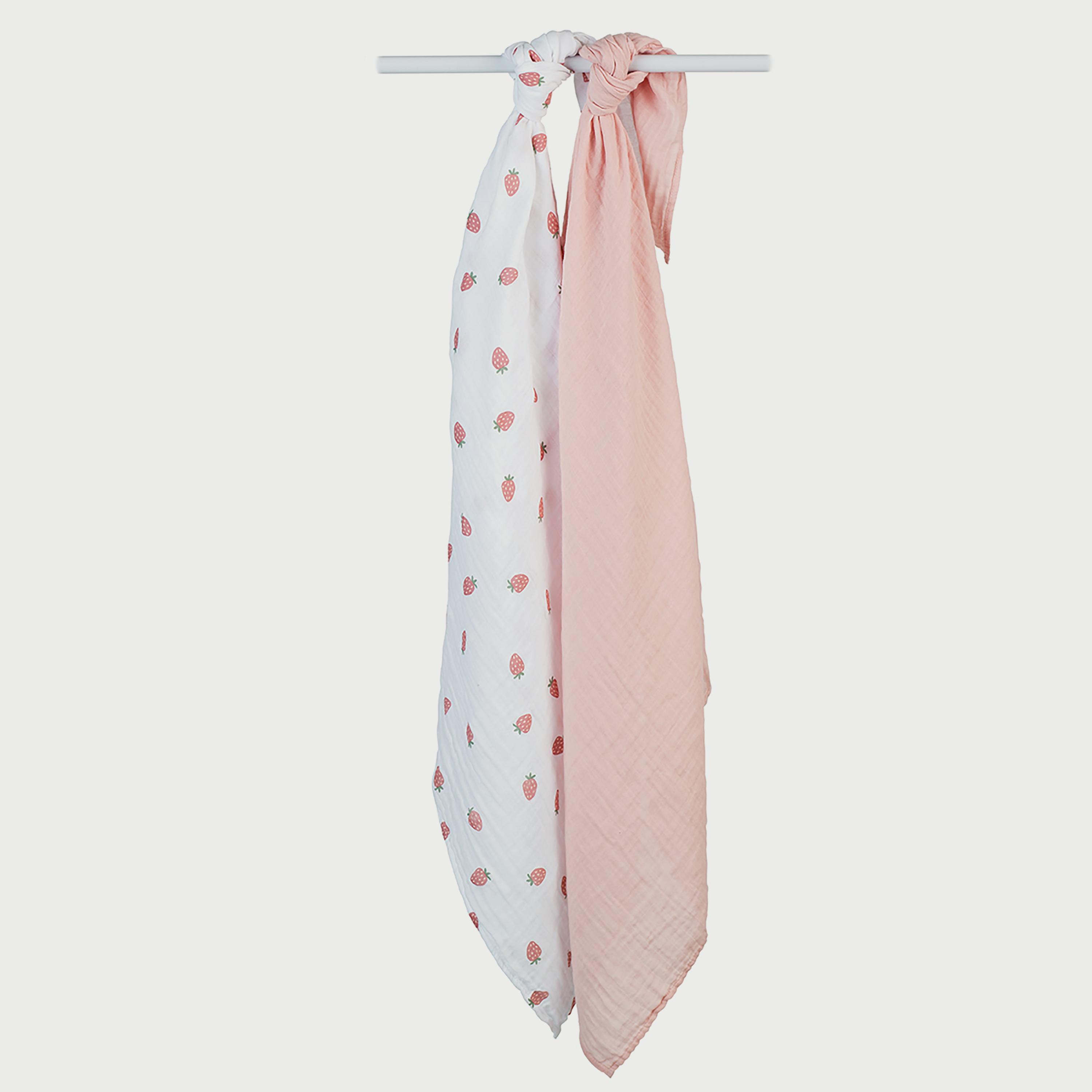 Lulujo 2-Piece Cotton Swaddles, Strawberry & Ballet Slipper-baby-nursery-blanketsandswaddles-swaddlesandsleepingbags-image-3