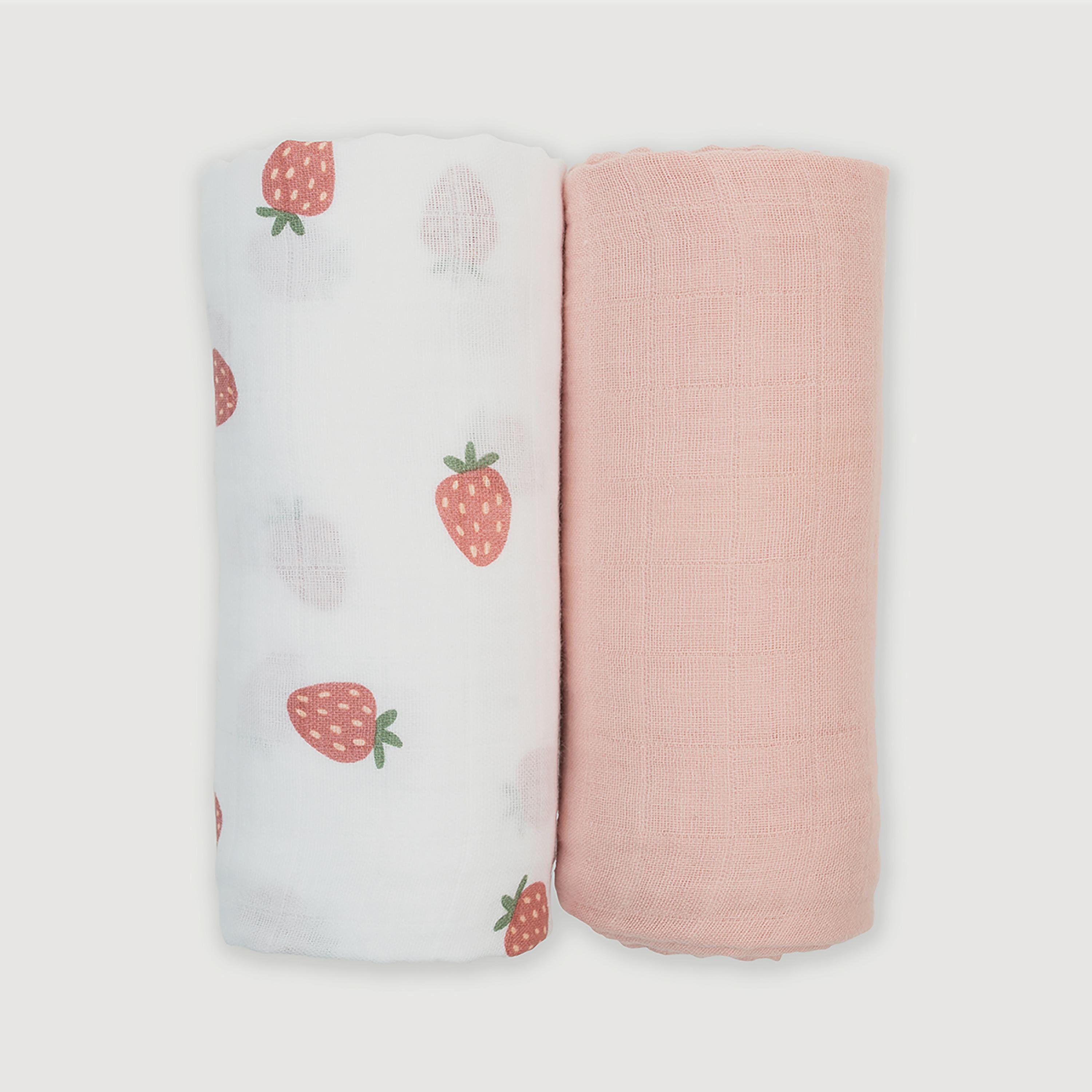 Lulujo 2-Piece Cotton Swaddles, Strawberry & Ballet Slipper-baby-nursery-blanketsandswaddles-swaddlesandsleepingbags-image-4
