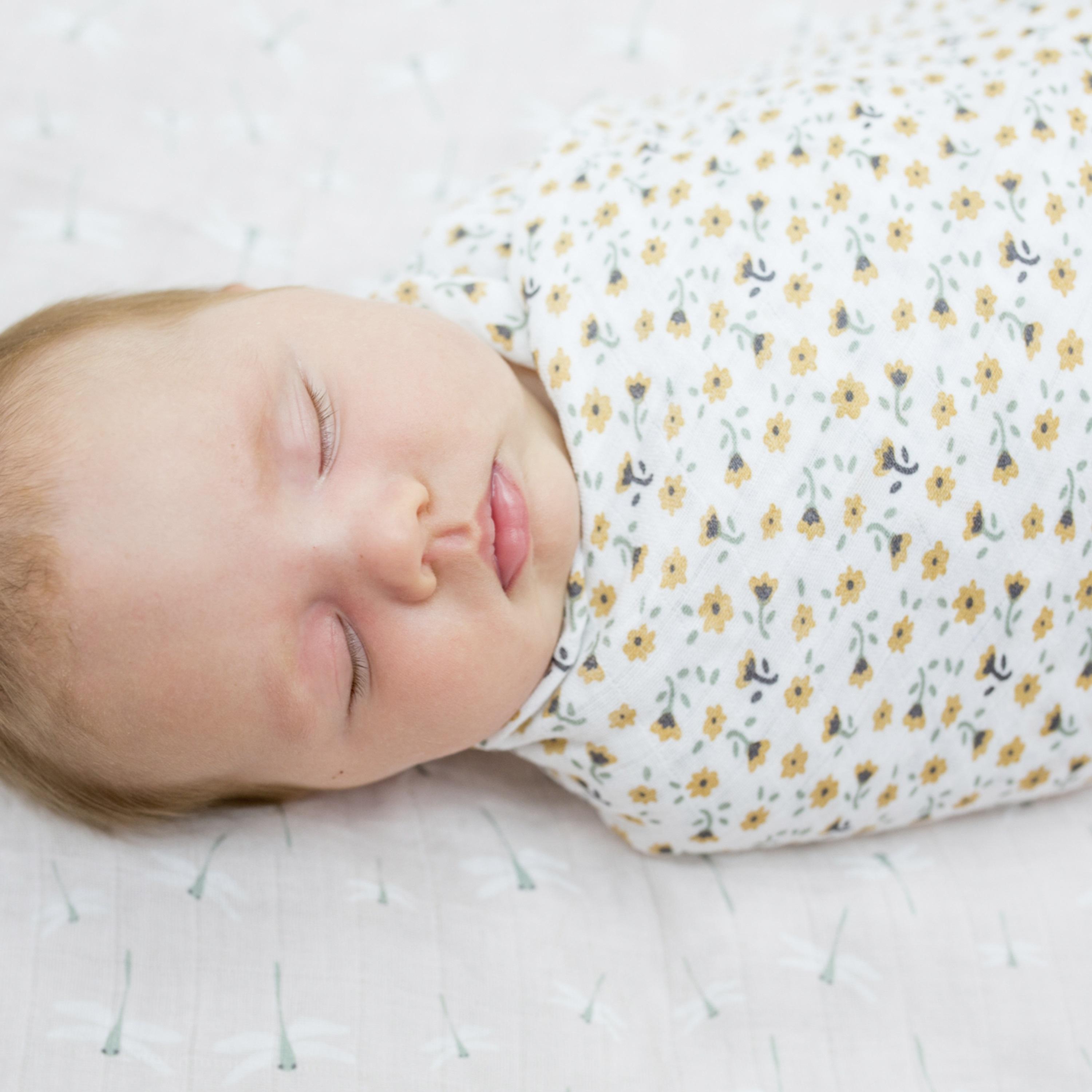 Lulujo 2-Piece Cotton Swaddles, Floral & Dragonfly-baby-nursery-blanketsandswaddles-swaddlesandsleepingbags-image-4