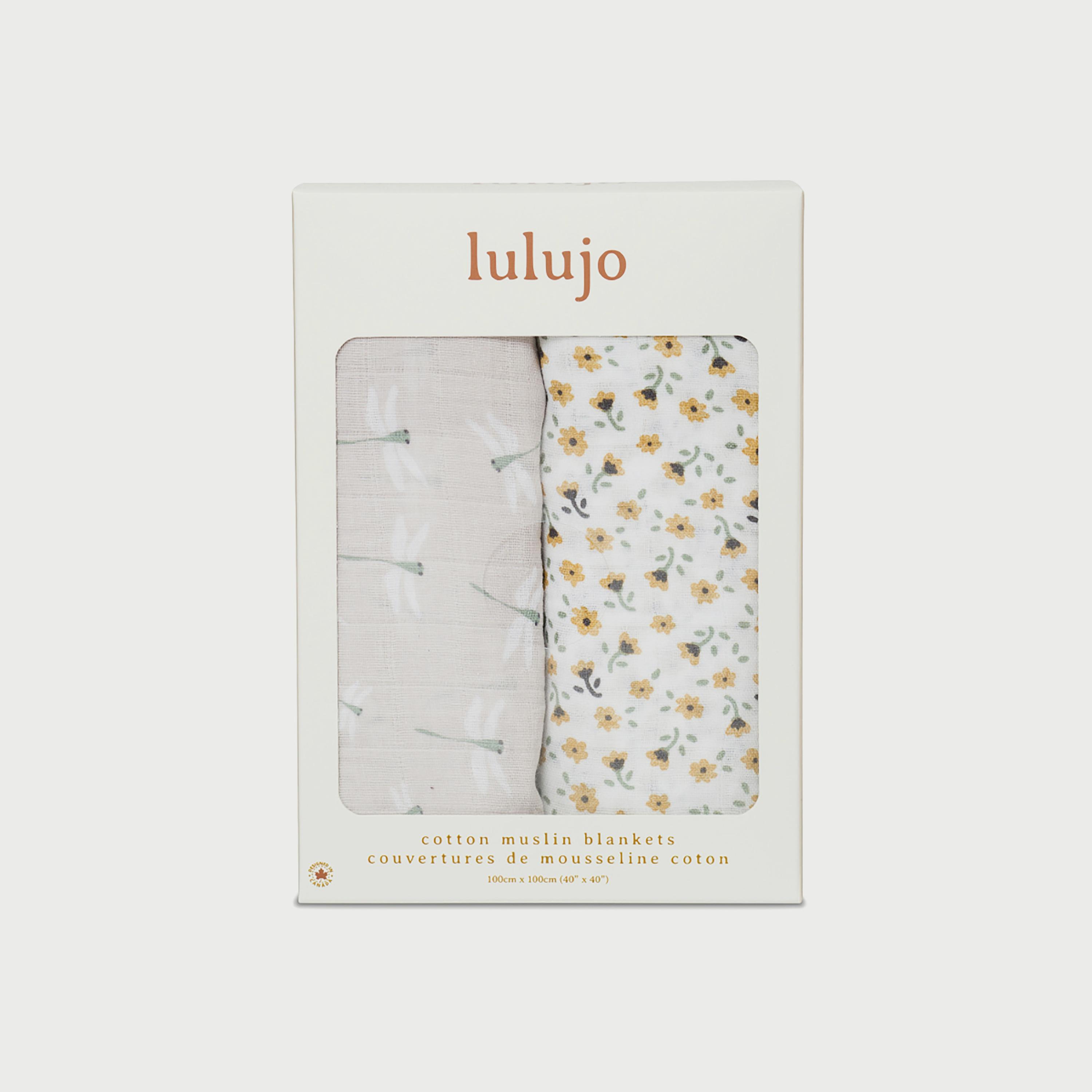Lulujo 2-Piece Cotton Swaddles, Floral & Dragonfly-baby-nursery-blanketsandswaddles-swaddlesandsleepingbags-image-7