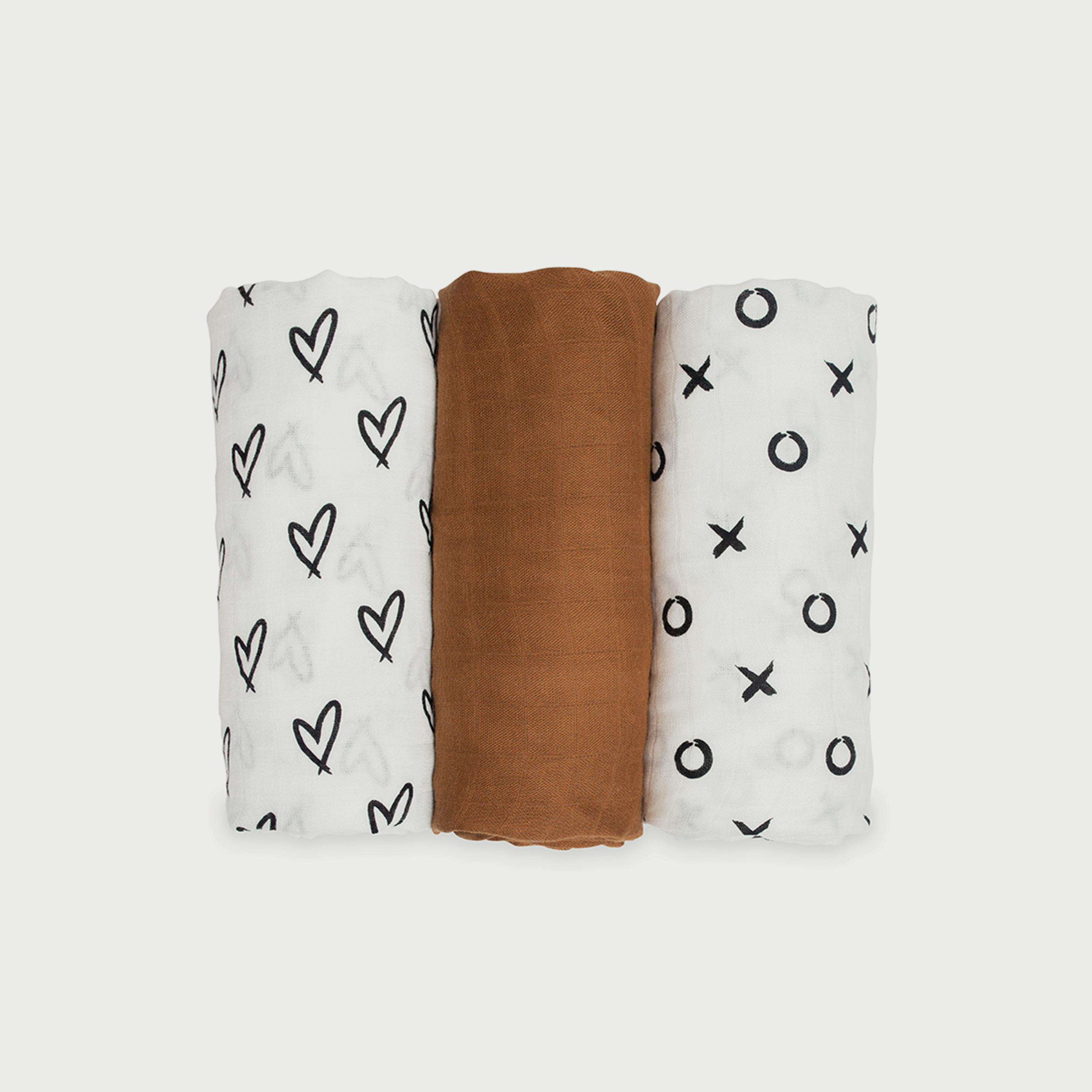طقم بطانية قماط قطن خيزران 3 قطع من لولوجو، طبعة متنوعة-baby-nursery-blanketsandswaddles-swaddlesandsleepingbags-image-1