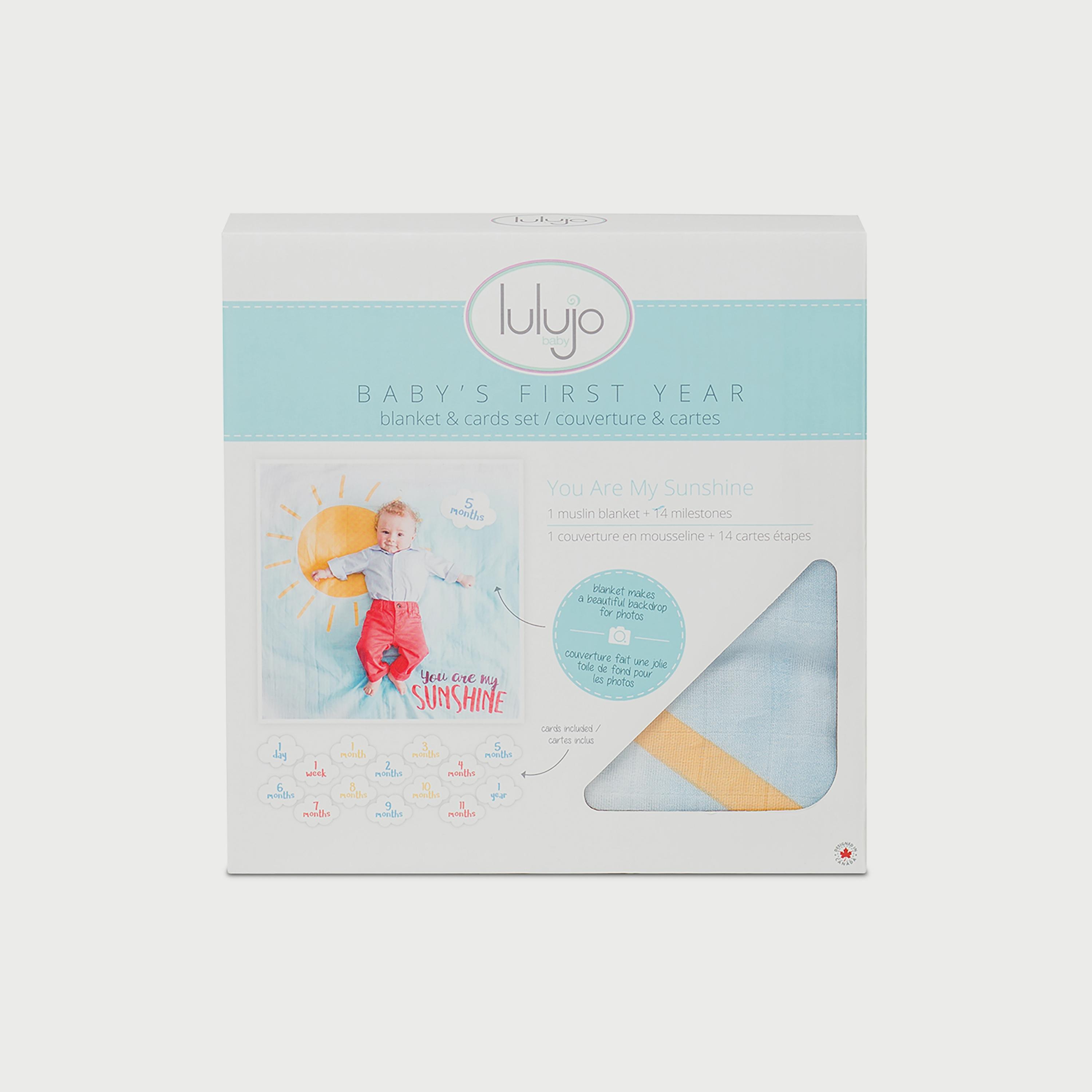 Lulujo Baby's First Year Milestone Blanket & Cards Set, You Are My Sunshine-baby-nursery-blanketsandswaddles-blanketsandquilts-image-2