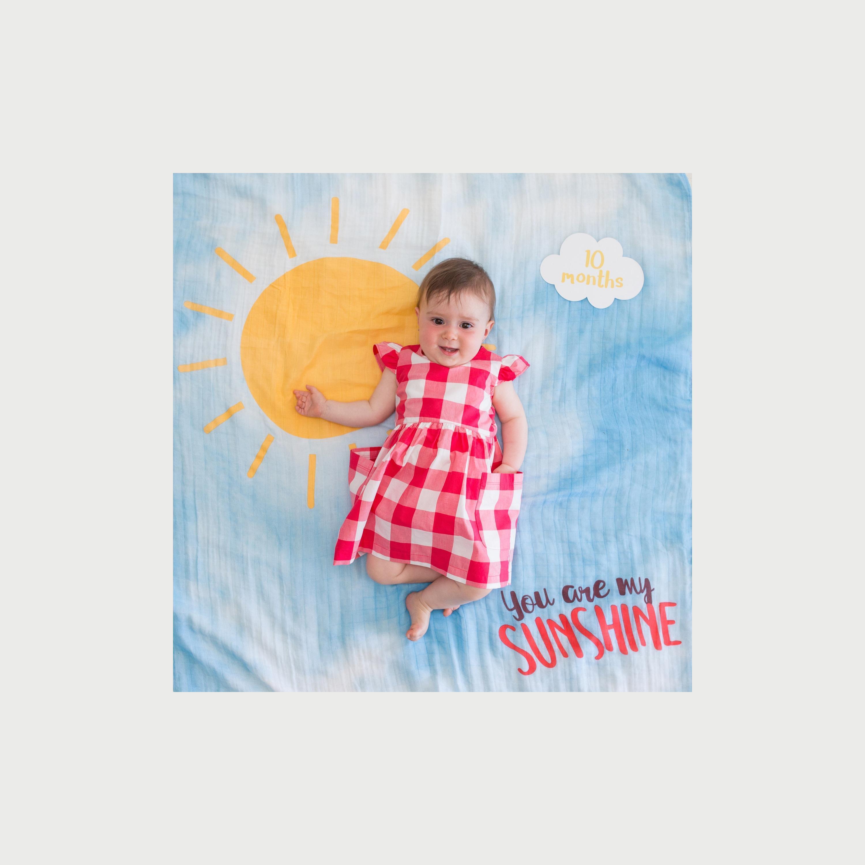 Buy Lulujo Baby s First Year Milestone Blanket Cards Set You Are My Sunshine Online Babyshop UAE