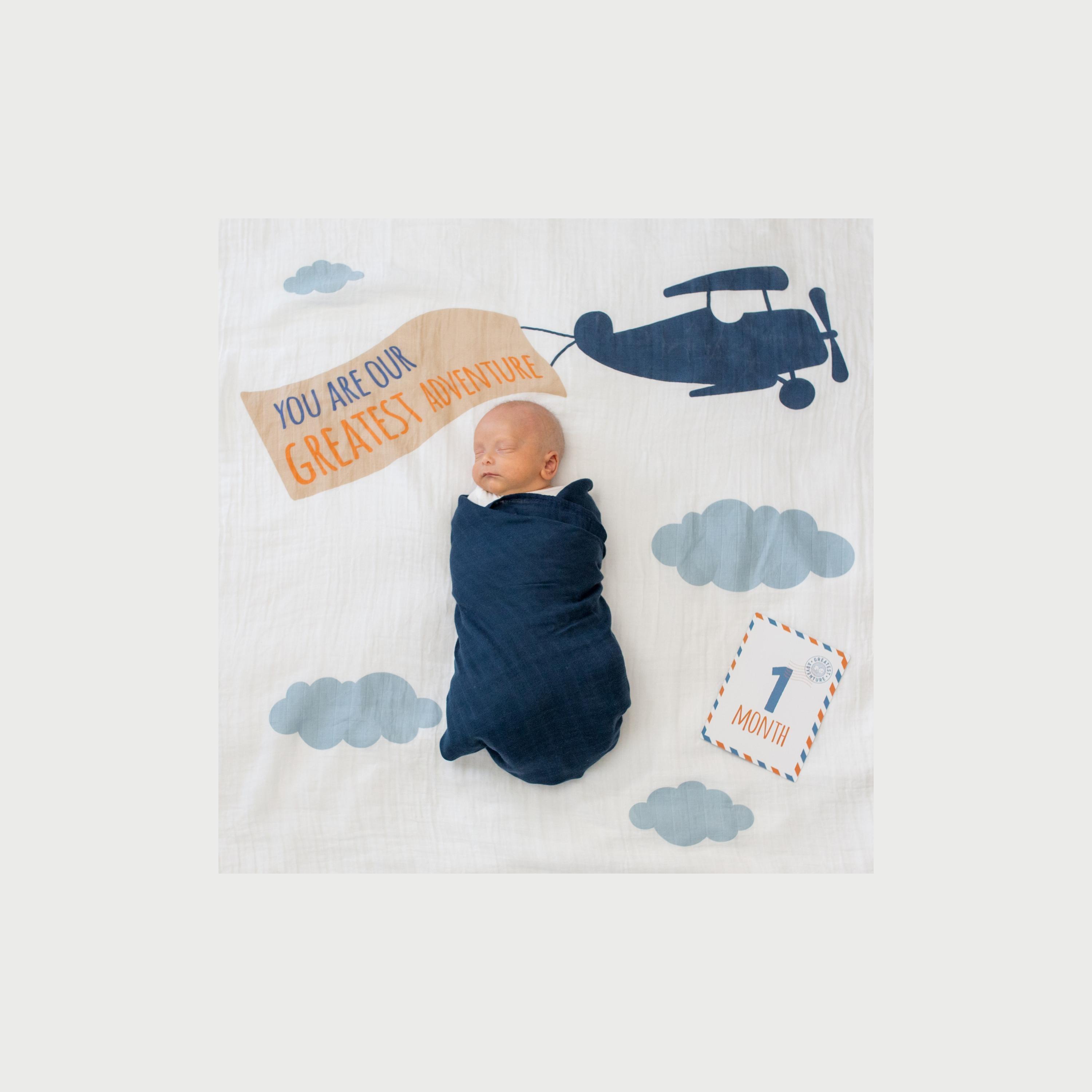 Lulujo Baby's First Year Milestone Blanket & Cards Set, Greatest Adventure-baby-nursery-blanketsandswaddles-blanketsandquilts-image-4