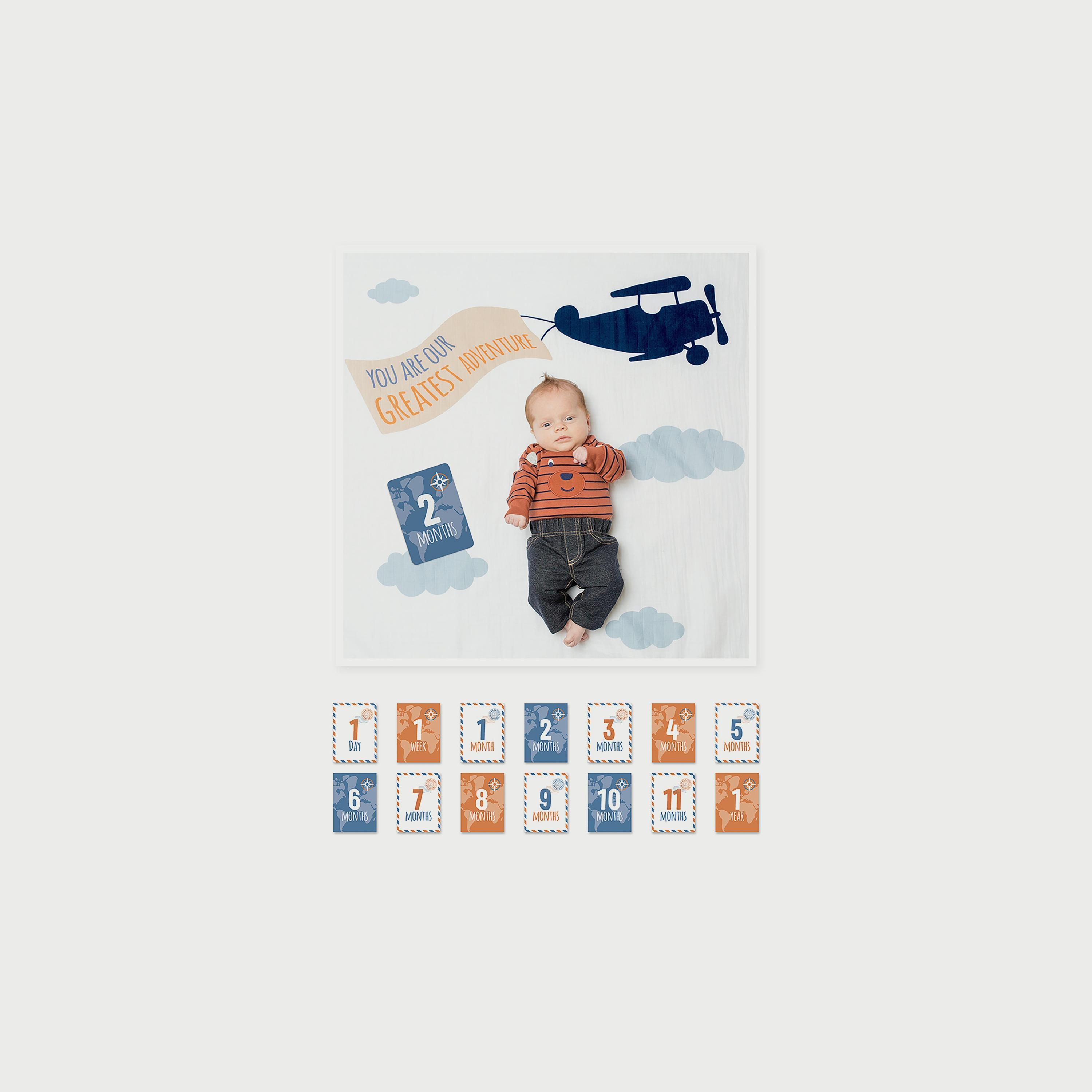 Lulujo Baby's First Year Milestone Blanket & Cards Set, Greatest Adventure-baby-nursery-blanketsandswaddles-blanketsandquilts-image-5