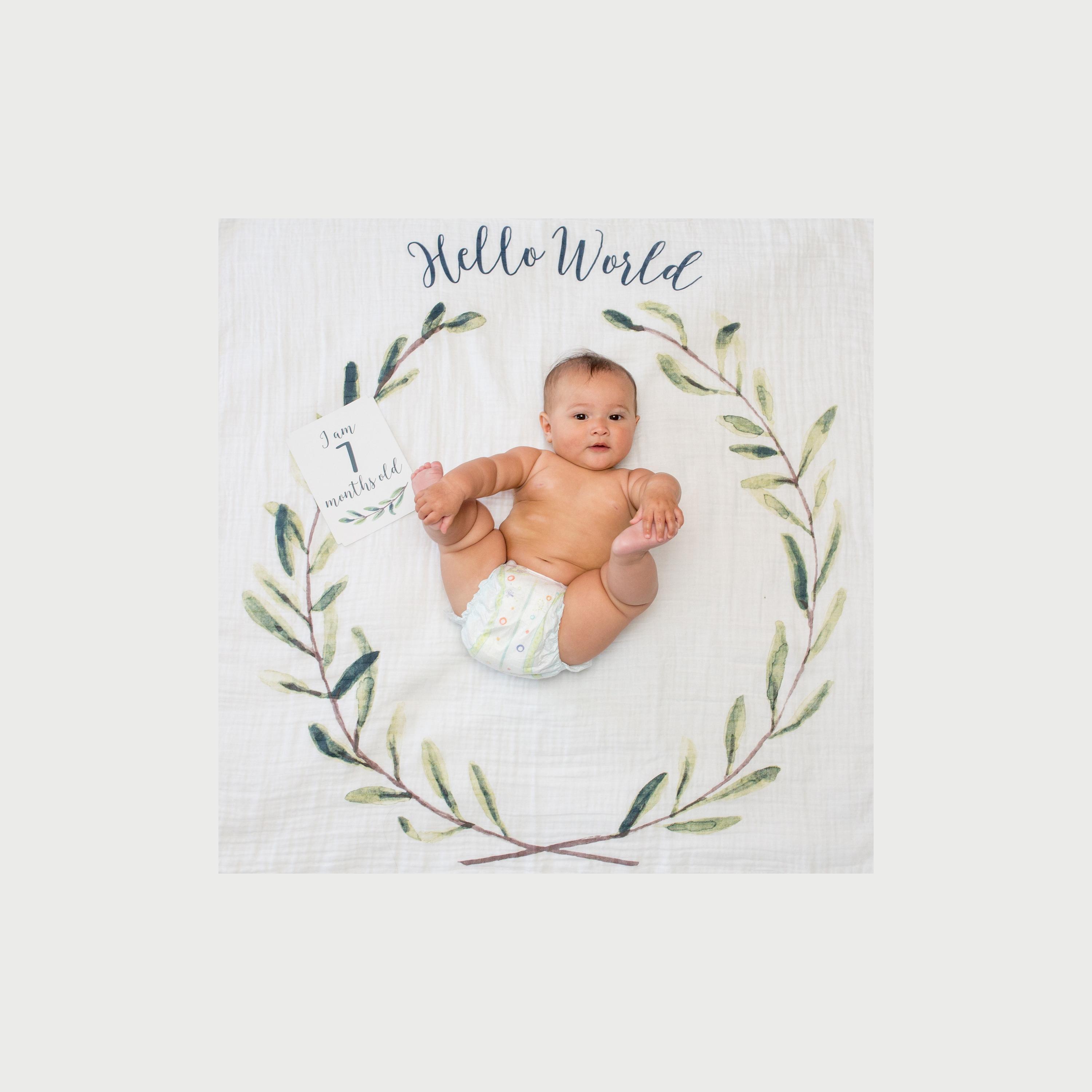 Lulujo Baby's First Year Milestone Blanket & Cards Set, Hello World-baby-nursery-blanketsandswaddles-blanketsandquilts-image-4