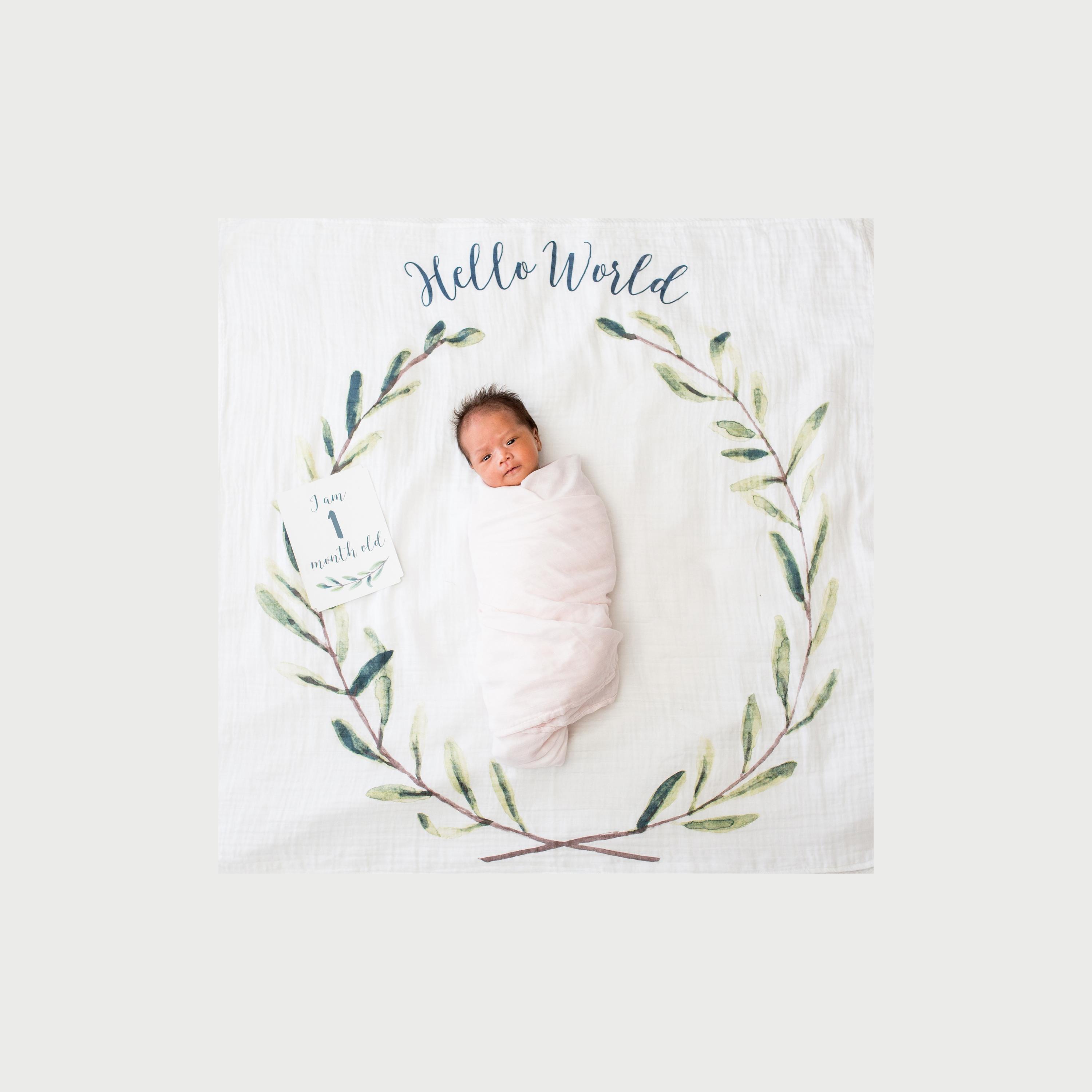 Lulujo Baby's First Year Milestone Blanket & Cards Set, Hello World-baby-nursery-blanketsandswaddles-blanketsandquilts-image-5