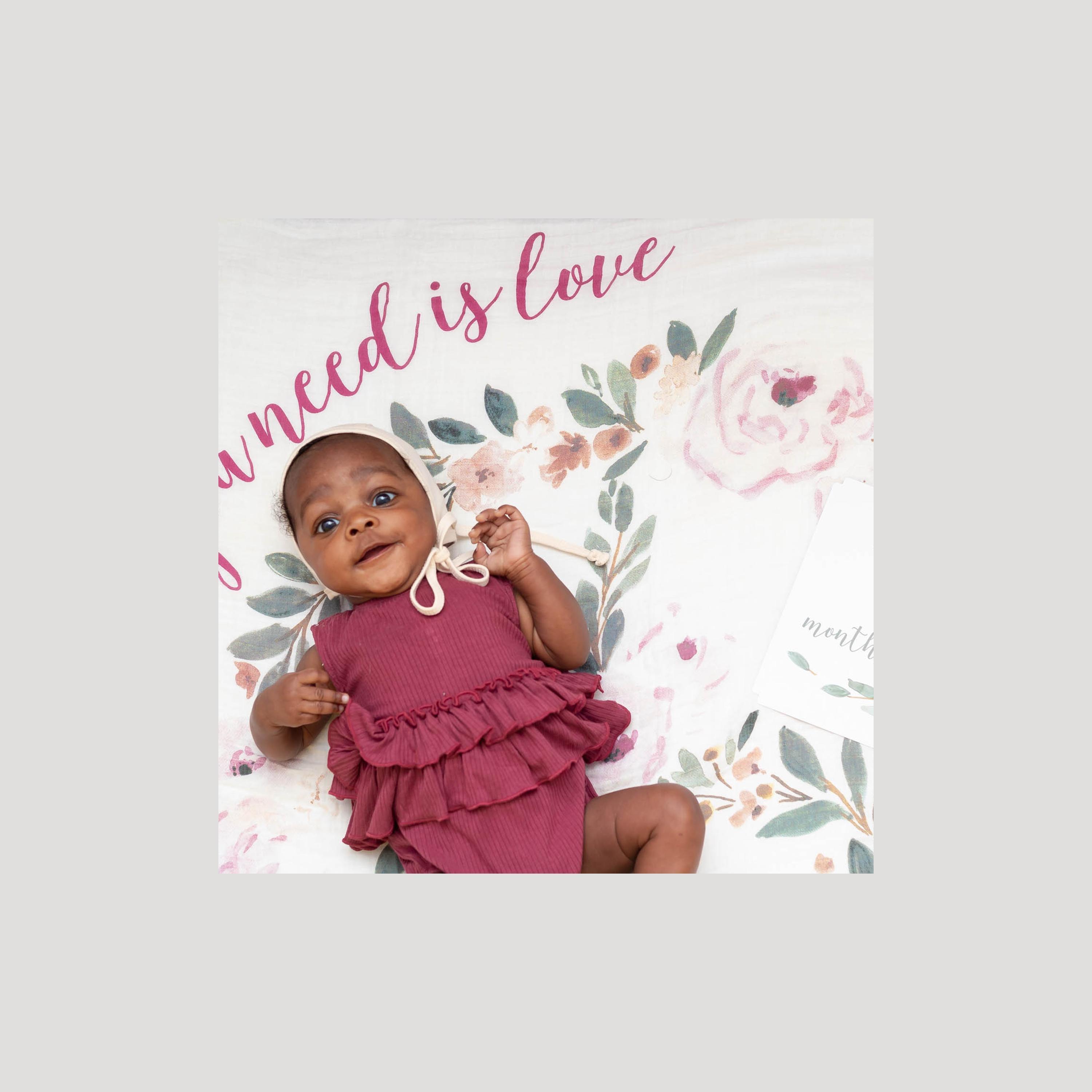 Lulujo Baby's First Year Milestone Blanket & Cards Set, All You Need is Love-baby-nursery-blanketsandswaddles-blanketsandquilts-image-3