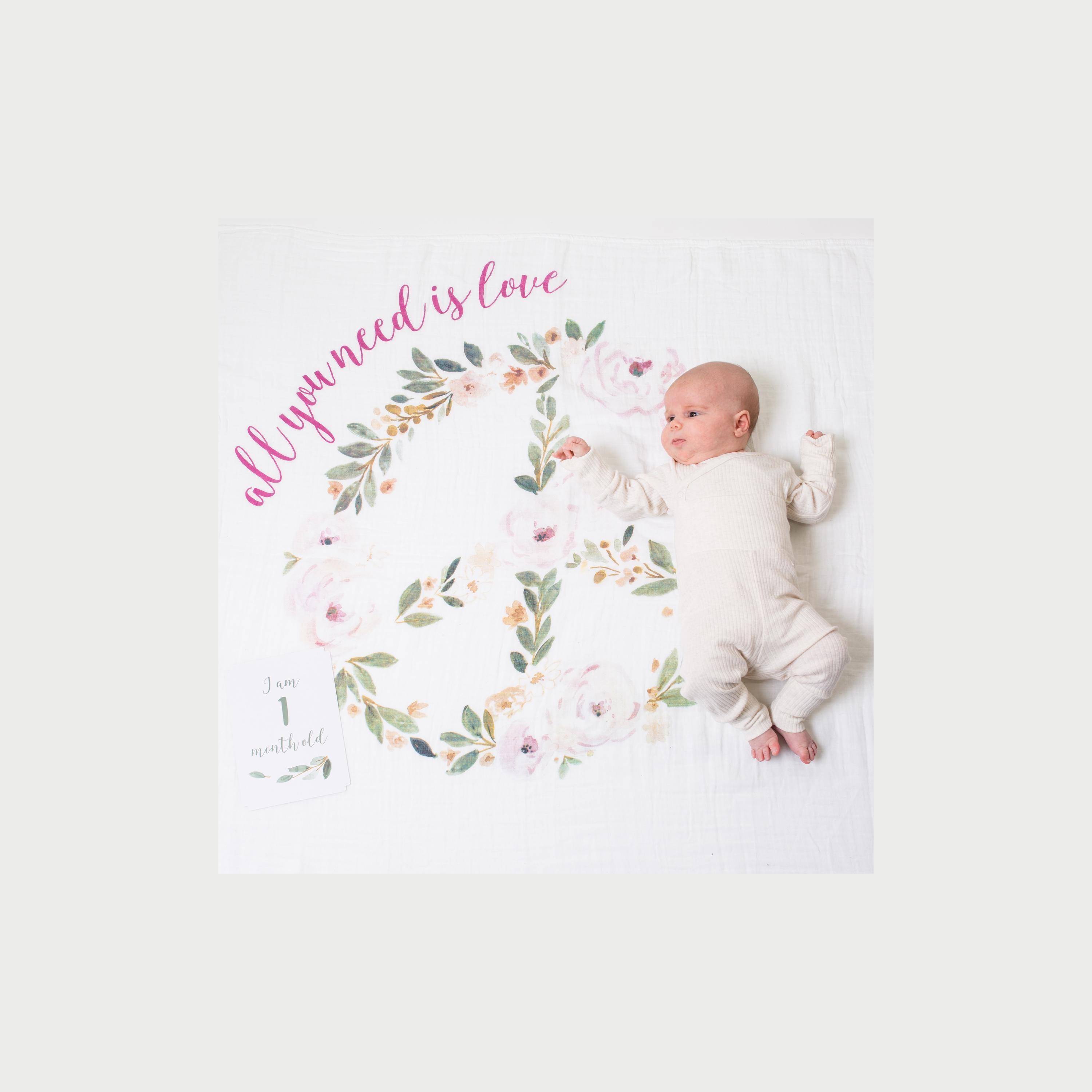 Lulujo Baby's First Year Milestone Blanket & Cards Set, All You Need is Love-baby-nursery-blanketsandswaddles-blanketsandquilts-image-4