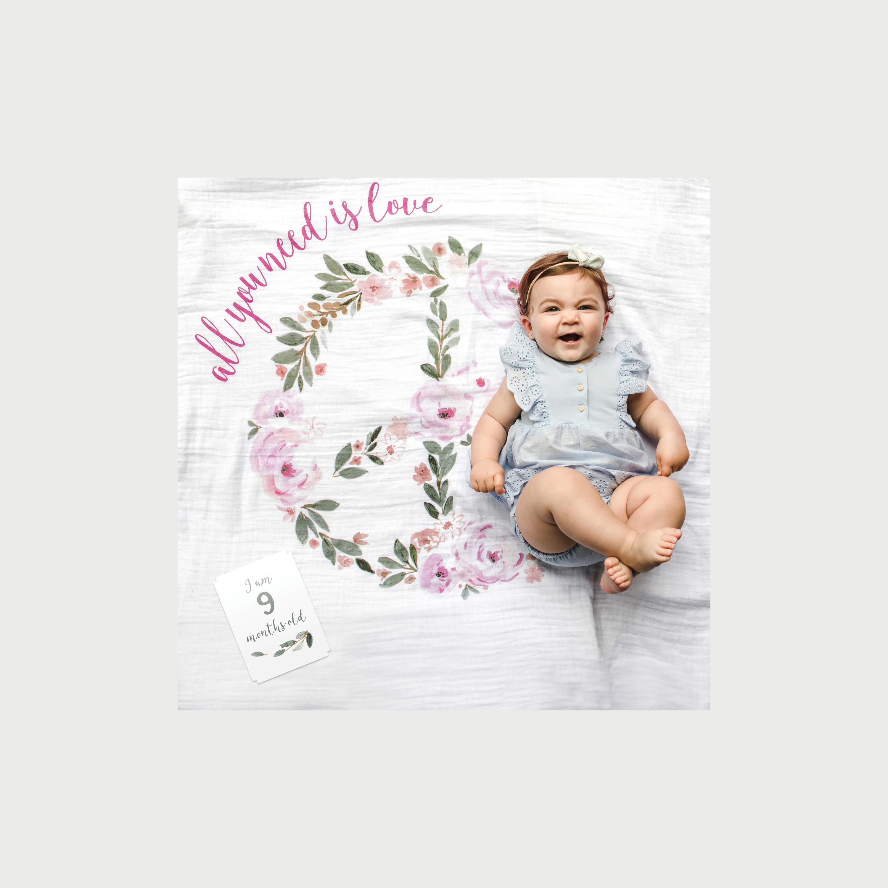 Lulujo Baby's First Year Milestone Blanket & Cards Set, All You Need is Love-baby-nursery-blanketsandswaddles-blanketsandquilts-image-5