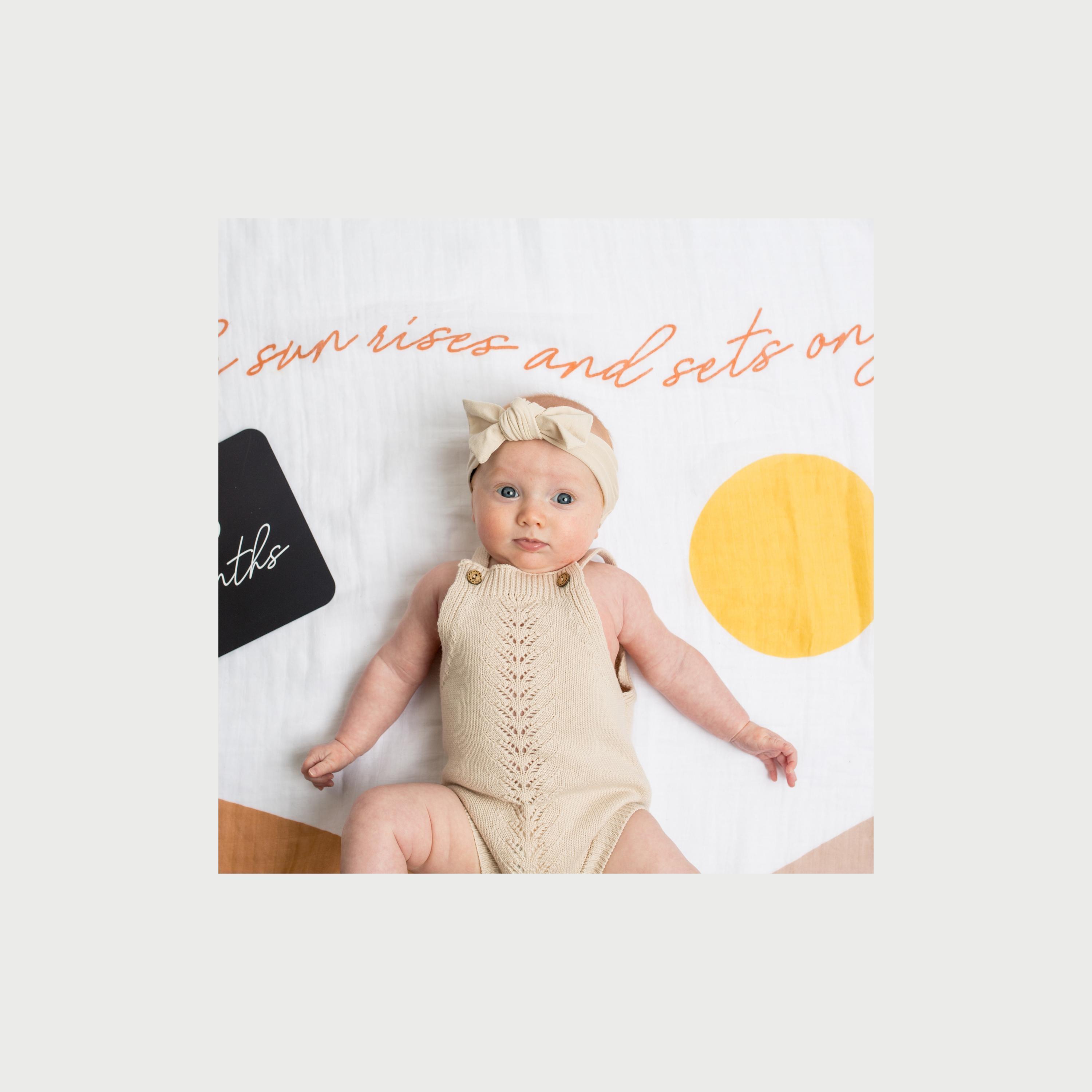 Lulujo Baby's First Year Milestone Blanket & Cards Set, Sun Rise-baby-nursery-blanketsandswaddles-blanketsandquilts-image-2