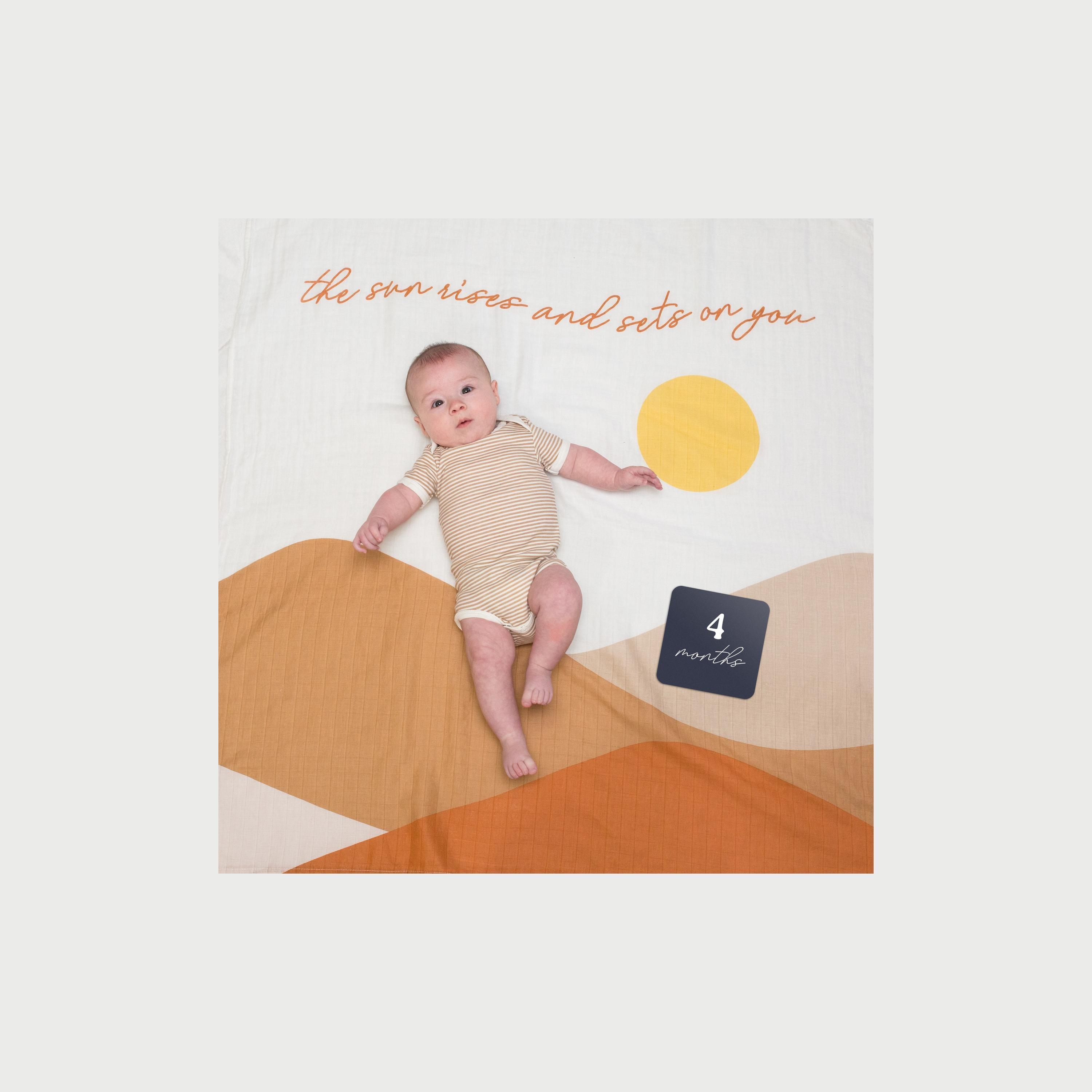 Lulujo Baby's First Year Milestone Blanket & Cards Set, Sun Rise-baby-nursery-blanketsandswaddles-blanketsandquilts-image-3