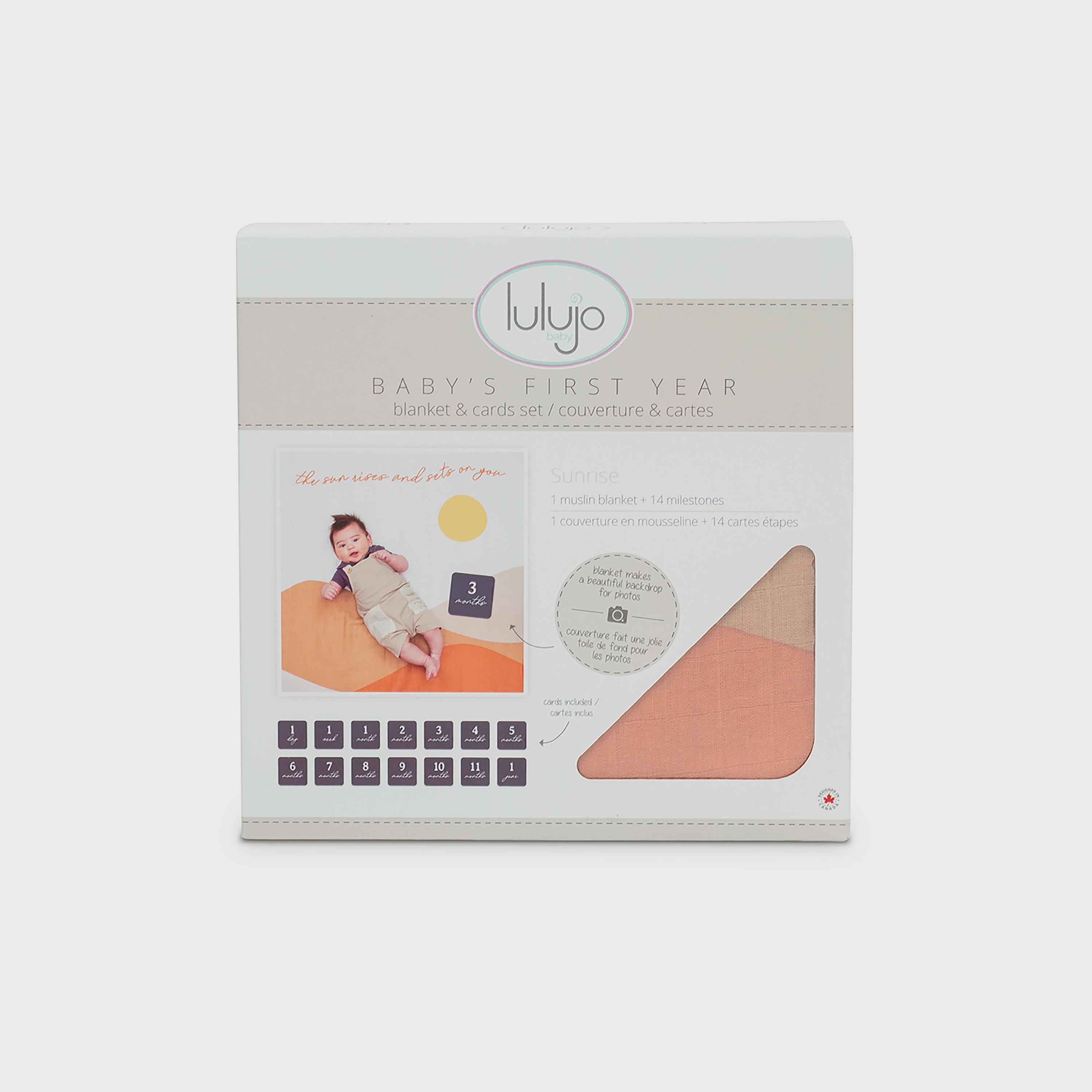 Lulujo Baby's First Year Milestone Blanket & Cards Set, Sun Rise-baby-nursery-blanketsandswaddles-blanketsandquilts-image-5
