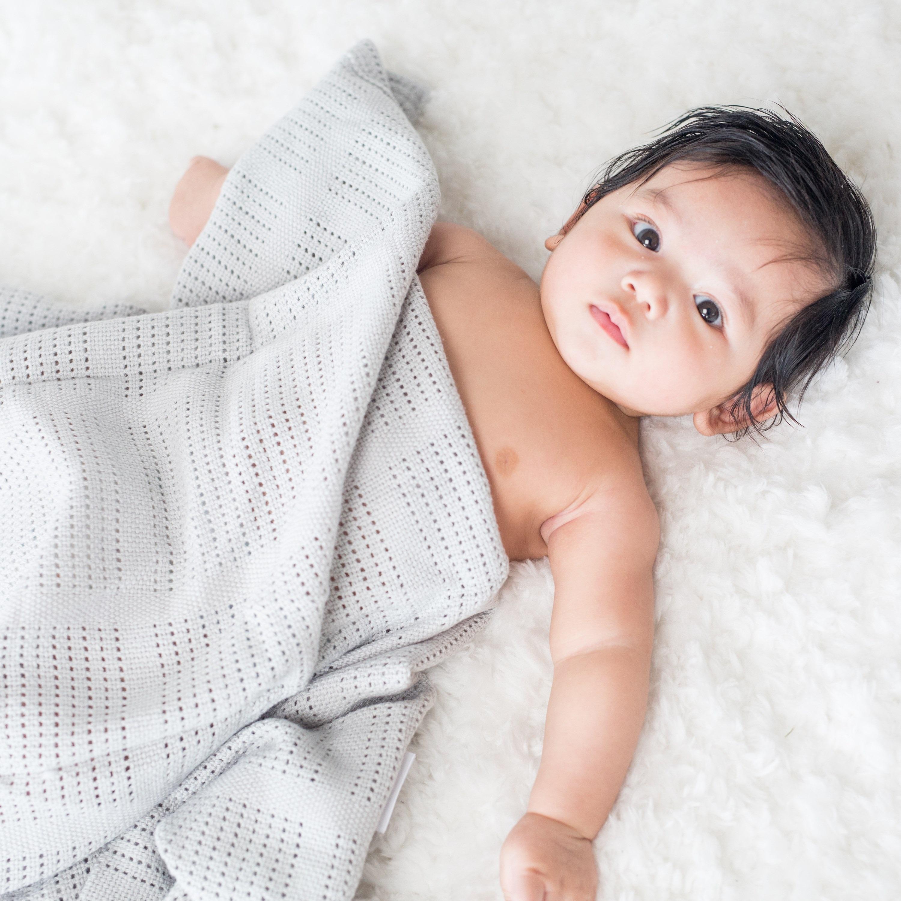Lulujo Cellular Blanket, Grey-baby-nursery-blanketsandswaddles-blanketsandquilts-image-2