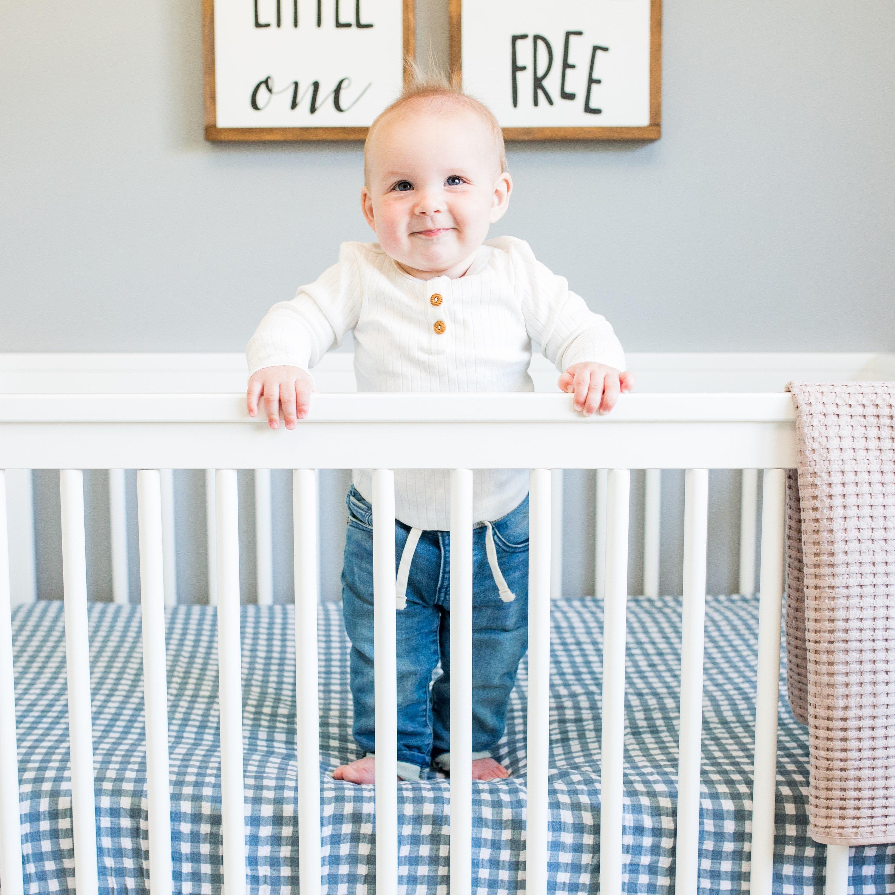 Gingham shop crib sheets