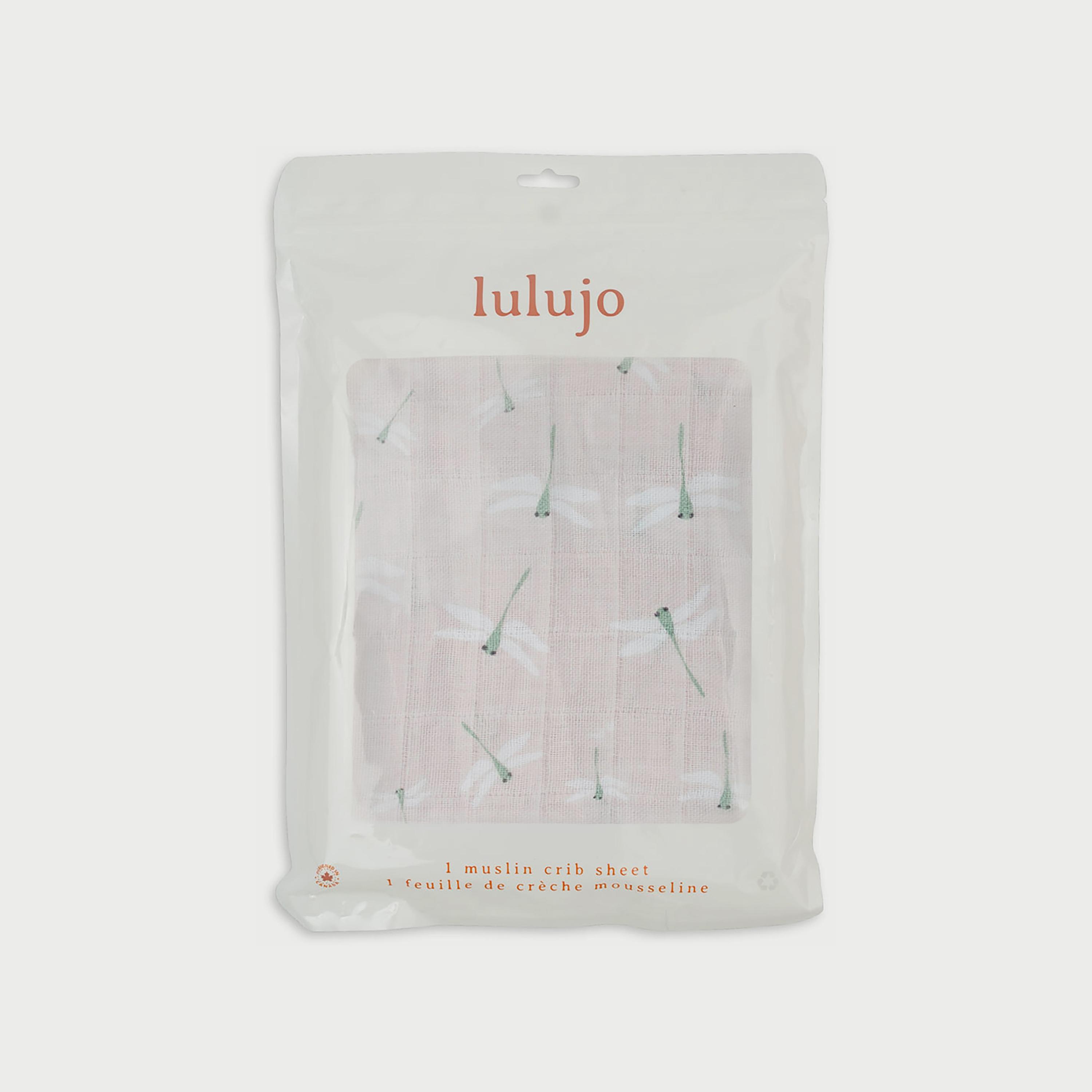 Lulujo Muslin Crib Sheet, 135cm x 70cm, Dragonfly-baby-nursery-babybedding-image-1