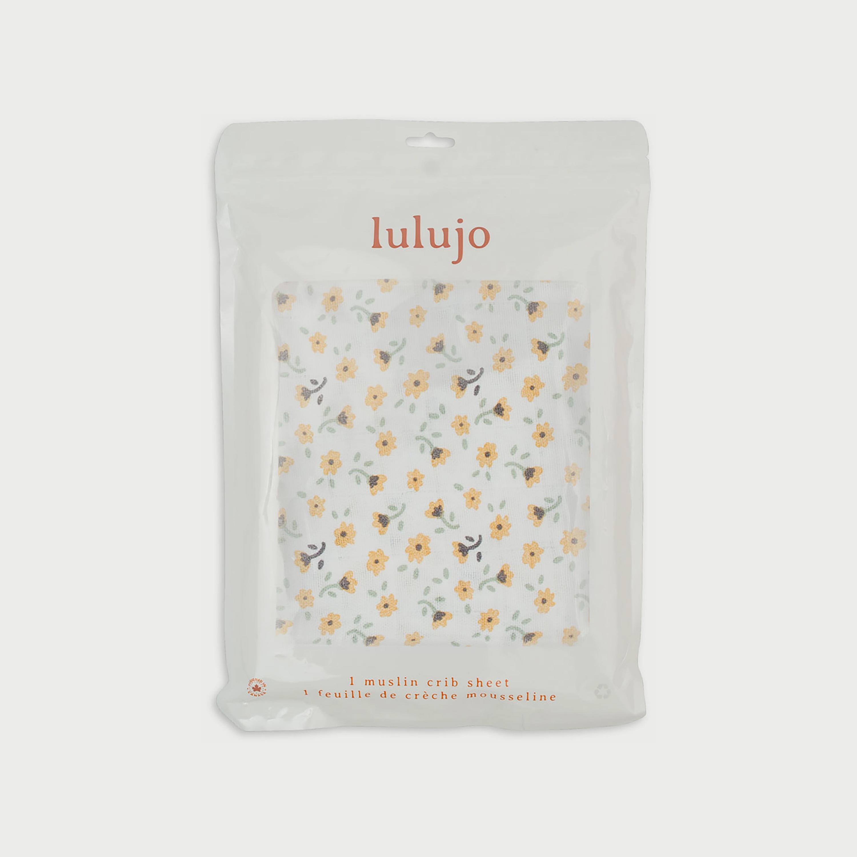 Lulujo Muslin Crib Sheet, 135cm x 70cm, Vintage Floral-baby-nursery-babybedding-image-1