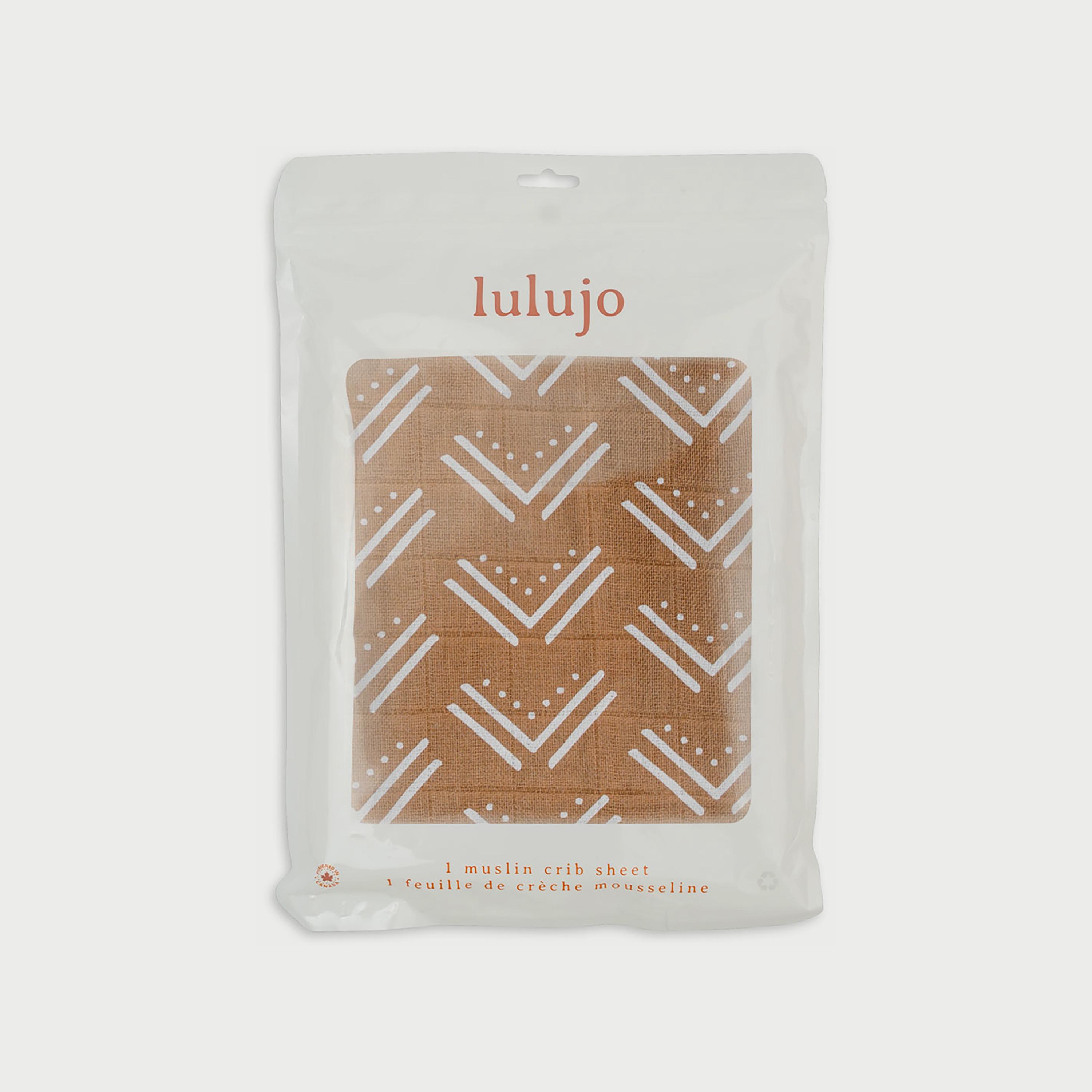 Lulujo Muslin Crib Sheet, 135cm x 70cm, Mudcloth-baby-nursery-babybedding-image-1