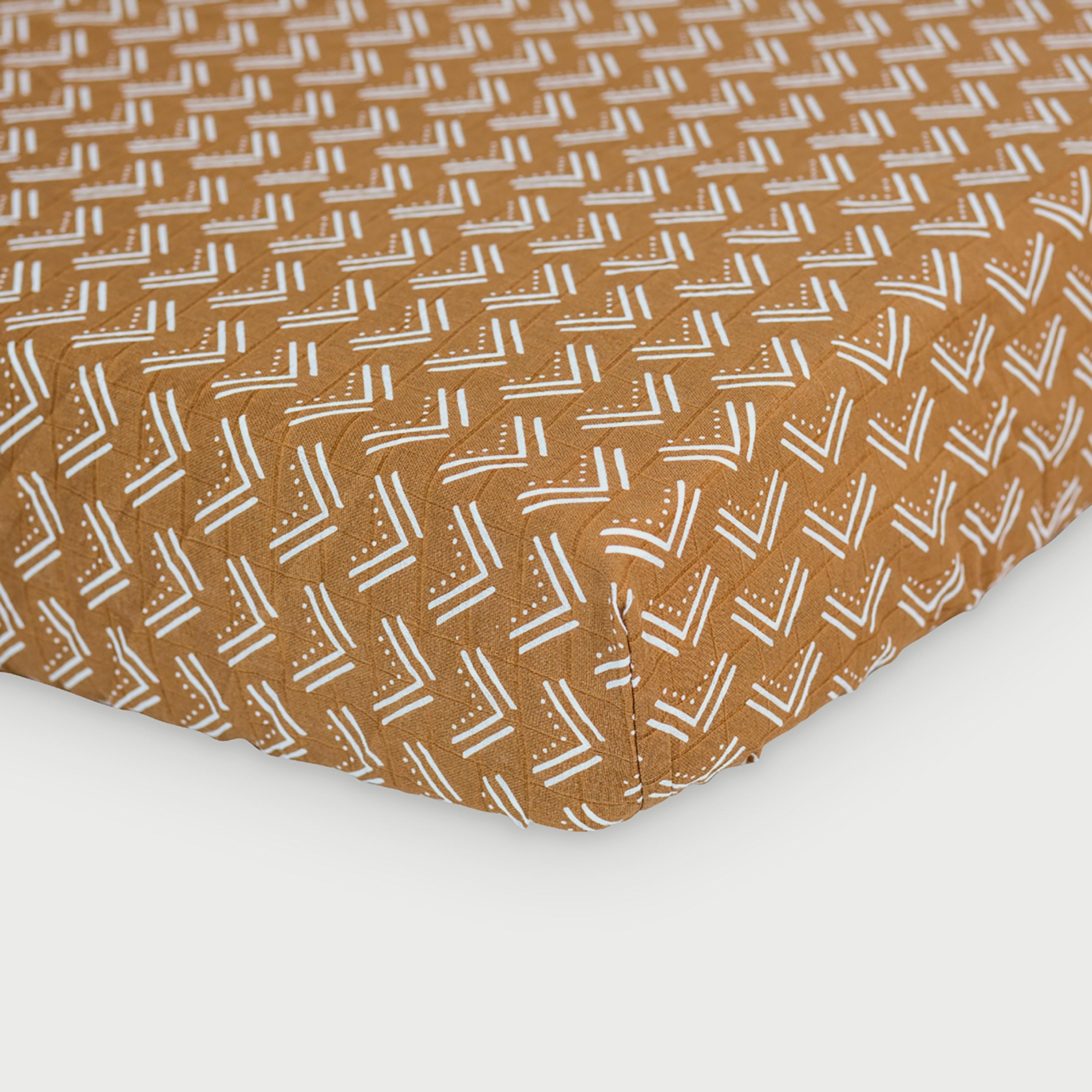 Lulujo Muslin Crib Sheet, 135cm x 70cm, Mudcloth-baby-nursery-babybedding-image-2