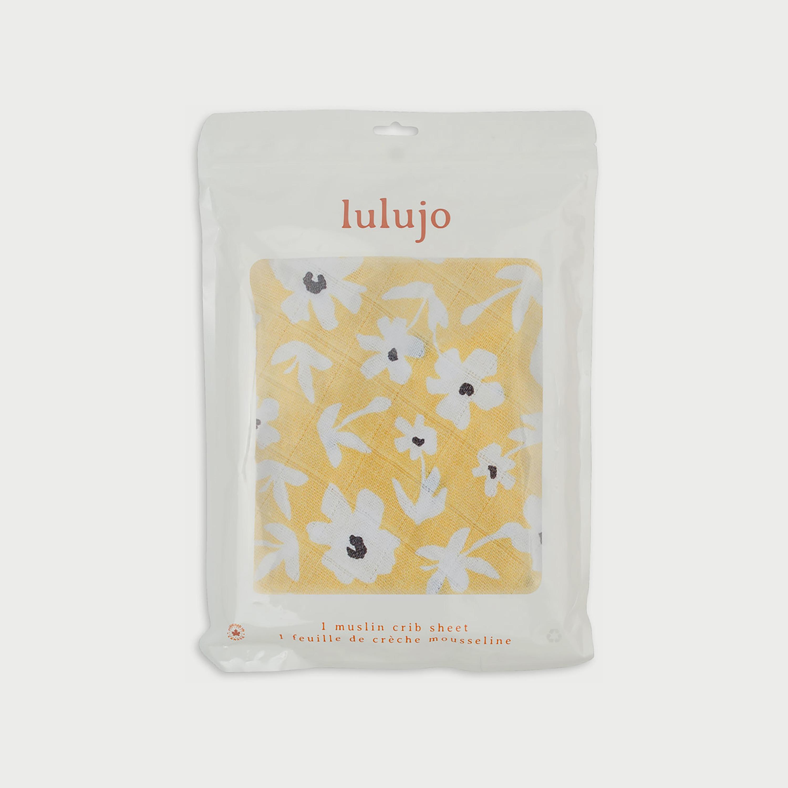 شرشف موسلين لسرير الأطفال 135 سم × 70 سم من لولوجو، طبعة زهور صفراء-baby-nursery-babybedding-image-1