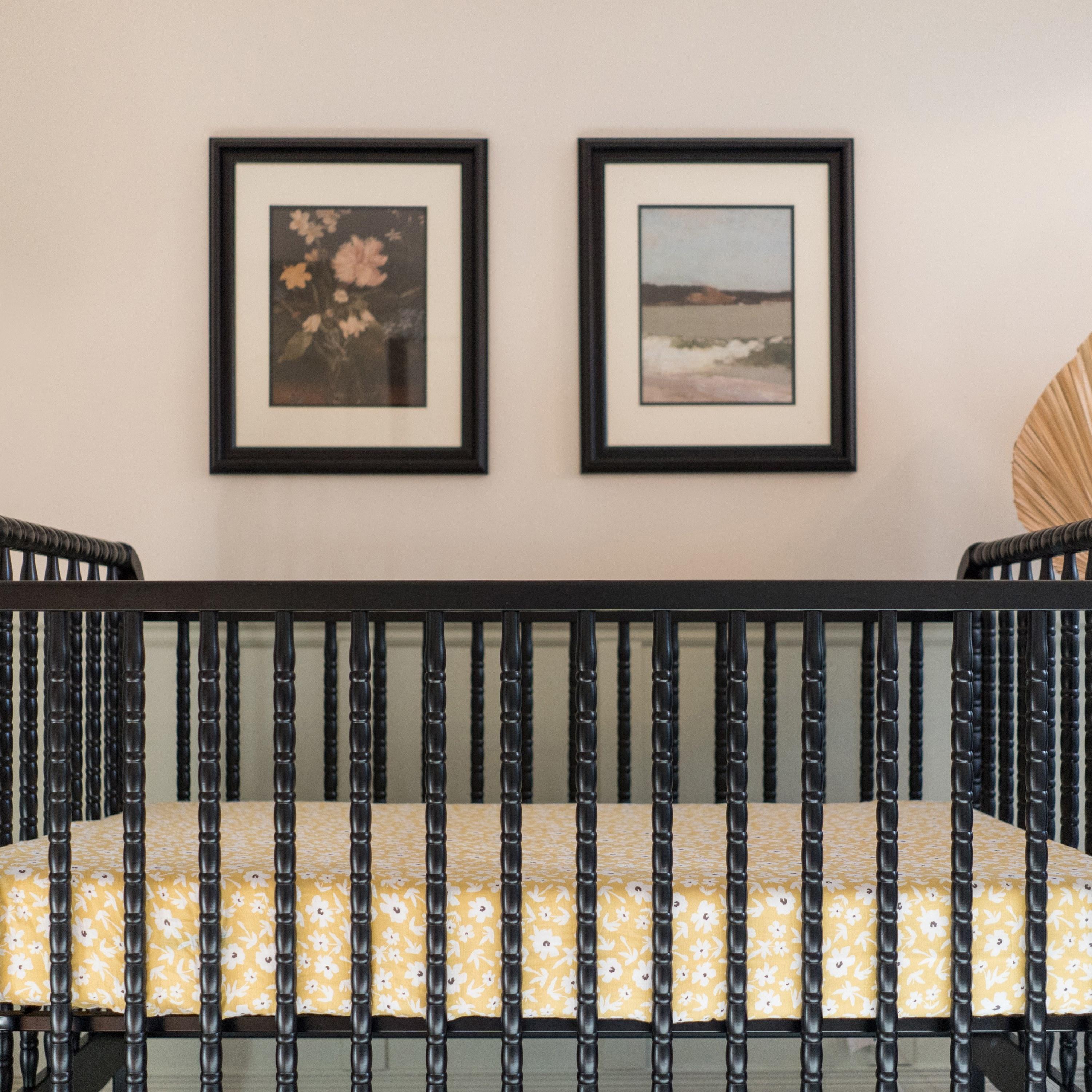 شرشف موسلين لسرير الأطفال 135 سم × 70 سم من لولوجو، طبعة زهور صفراء-baby-nursery-babybedding-image-2