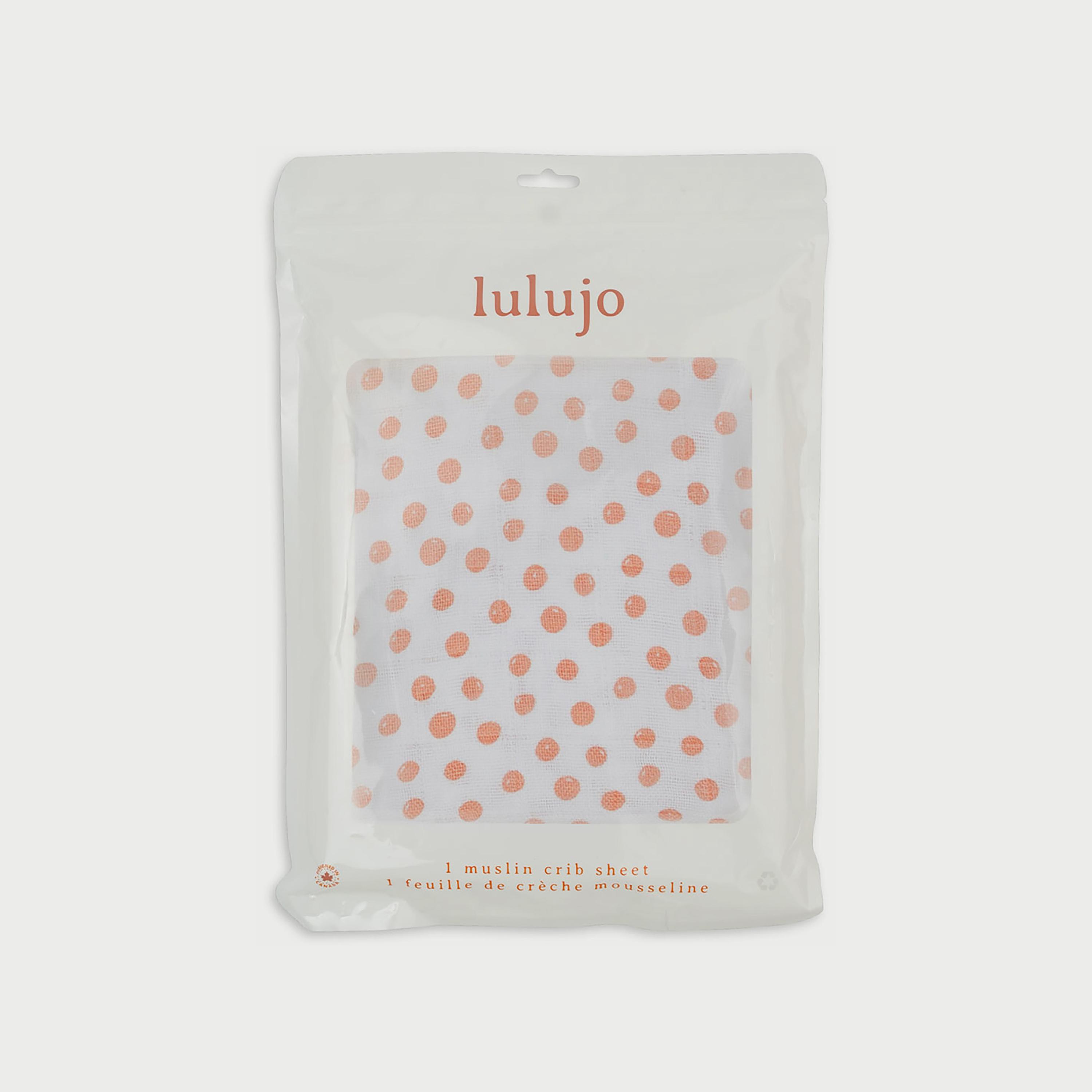 Lulujo Muslin Crib Sheet, 135cm x 70cm, Dots-baby-nursery-babybedding-image-1