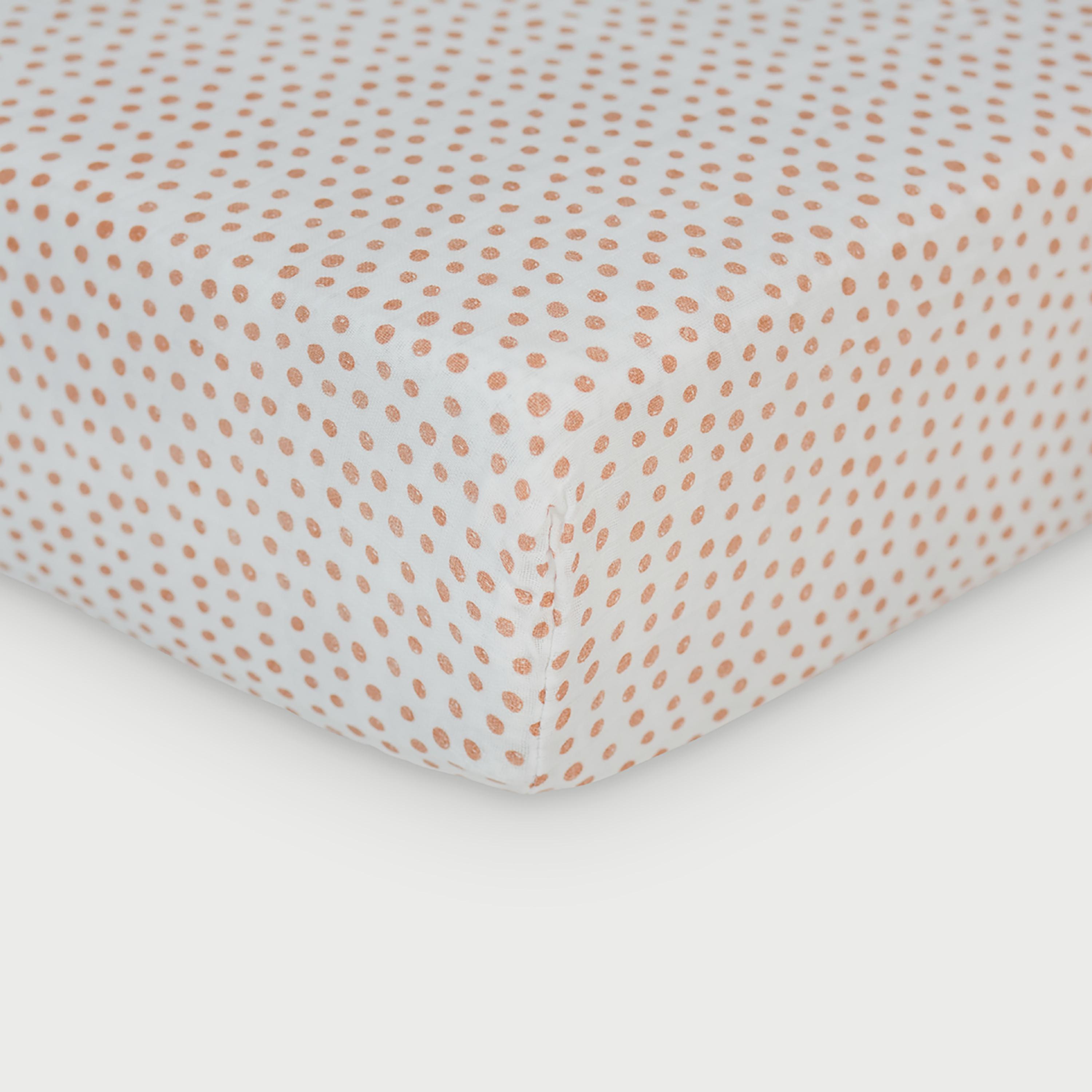 Lulujo Muslin Crib Sheet, 135cm x 70cm, Dots-baby-nursery-babybedding-image-2