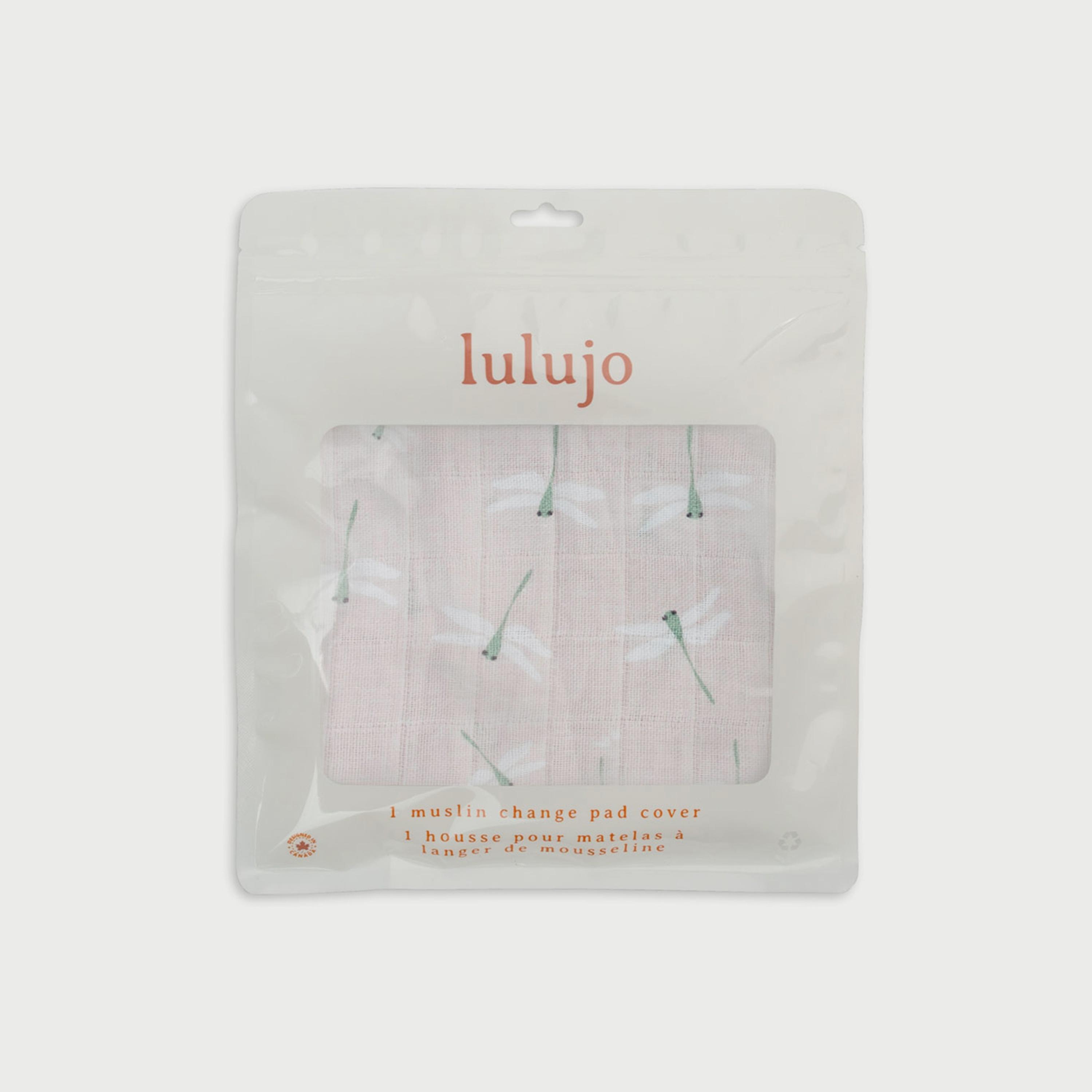 Lulujo Muslin Change Pad Cover, 80cm x 40cm, Dragonfly-baby-diapering-changingmats-image-1