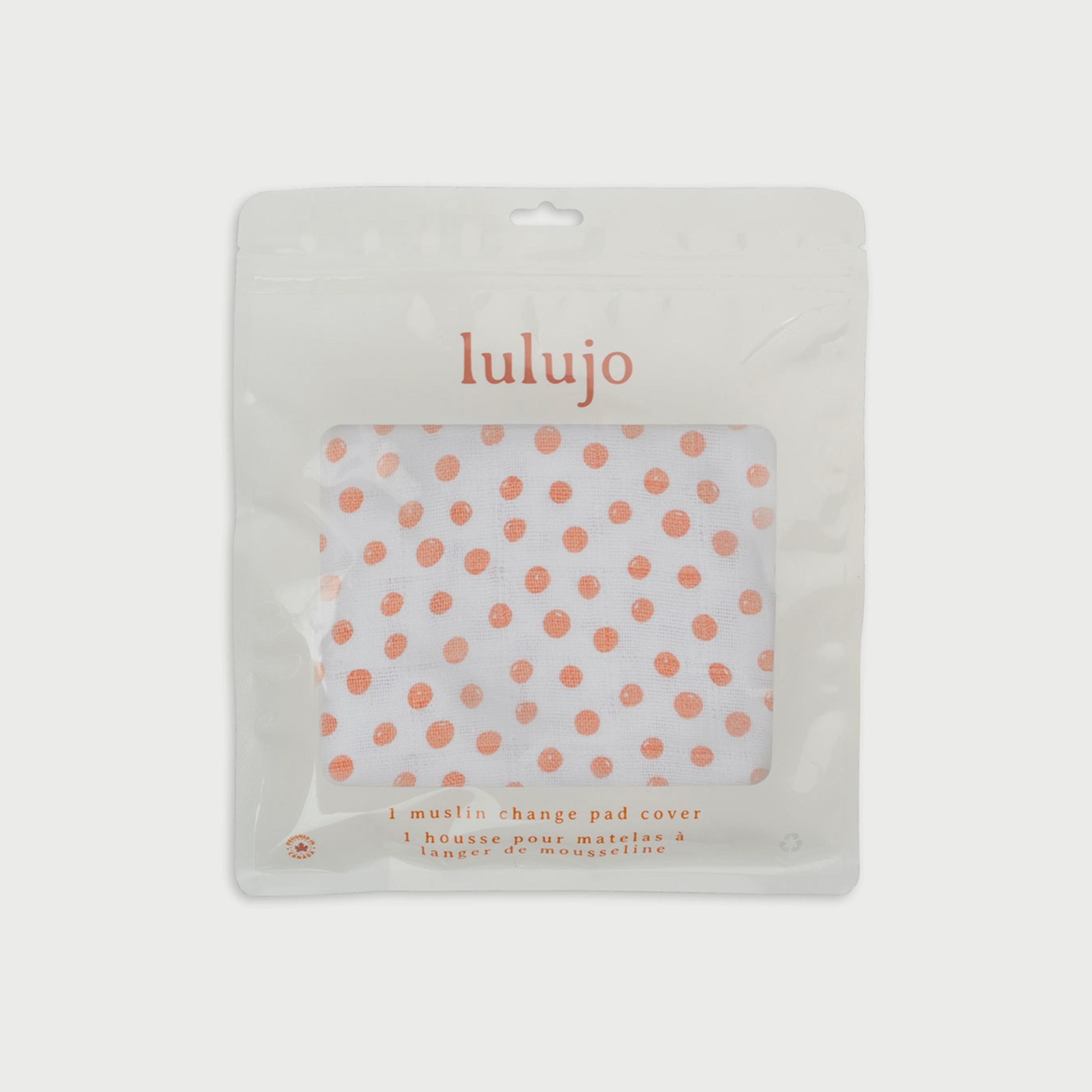 Lulujo Muslin Change Pad Cover, 80cm x 40cm, Dots-baby-diapering-changingmats-image-1