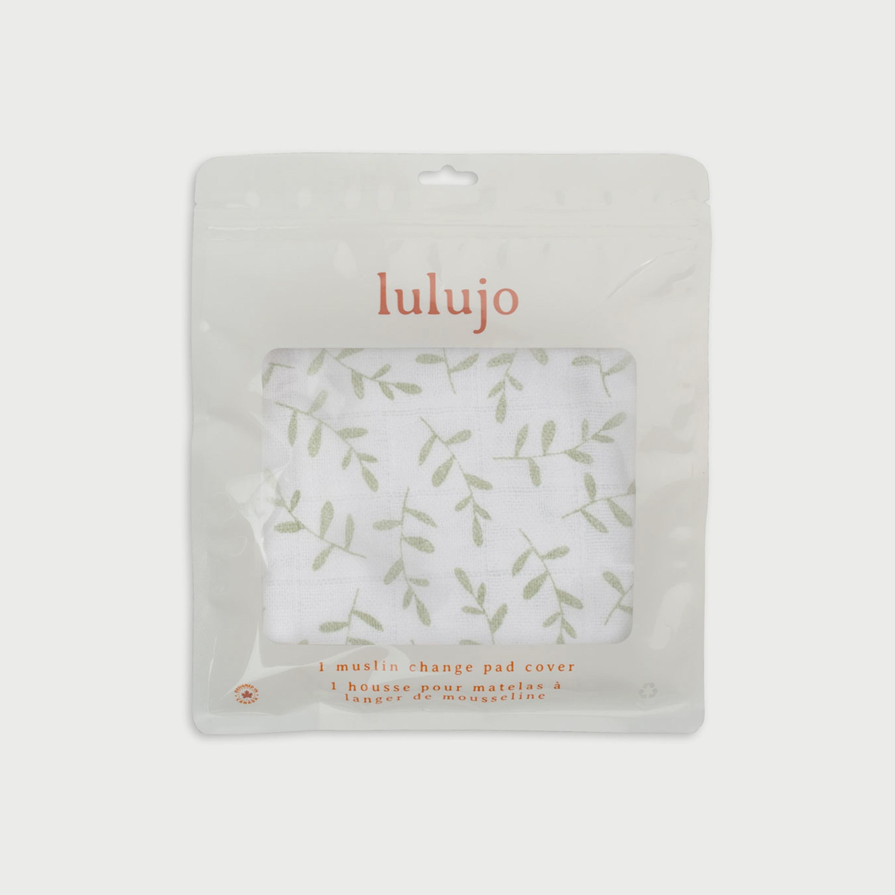 Lulujo Muslin Change Pad Cover, 80cm x 40cm, Greenery-baby-diapering-changingmats-image-1