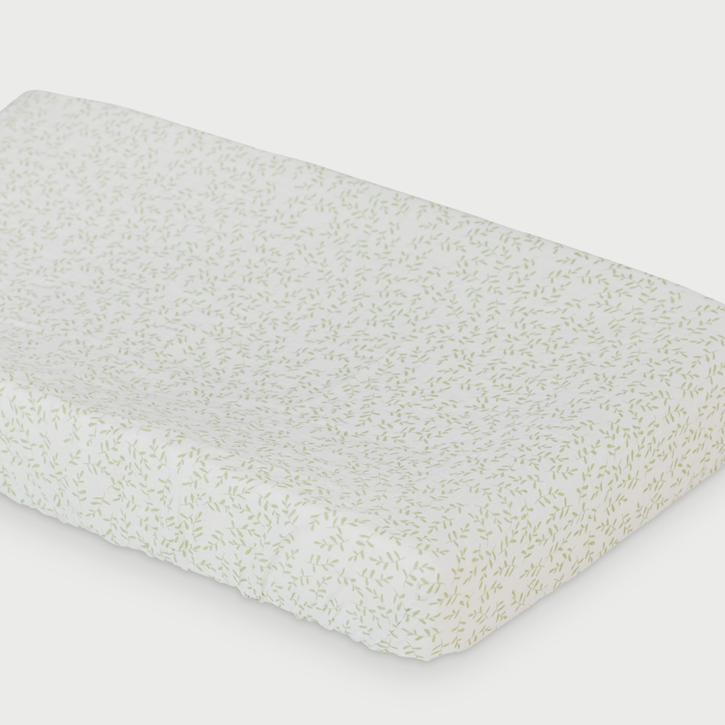 Lulujo Muslin Change Pad Cover, 80cm x 40cm, Greenery-baby-diapering-changingmats-image-2
