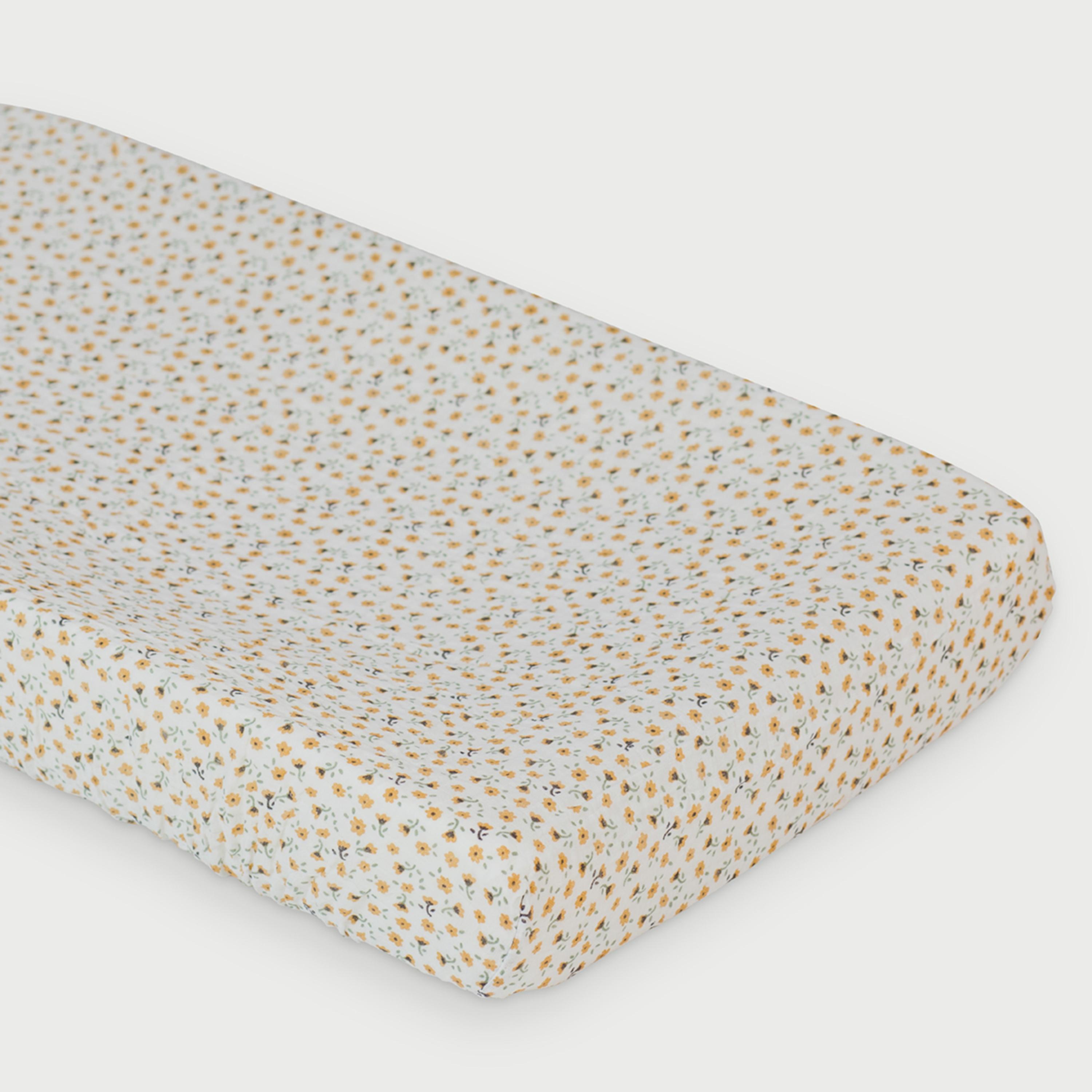 Lulujo Muslin Change Pad Cover, 80cm x 40cm, Vintage Floral-baby-diapering-changingmats-image-2