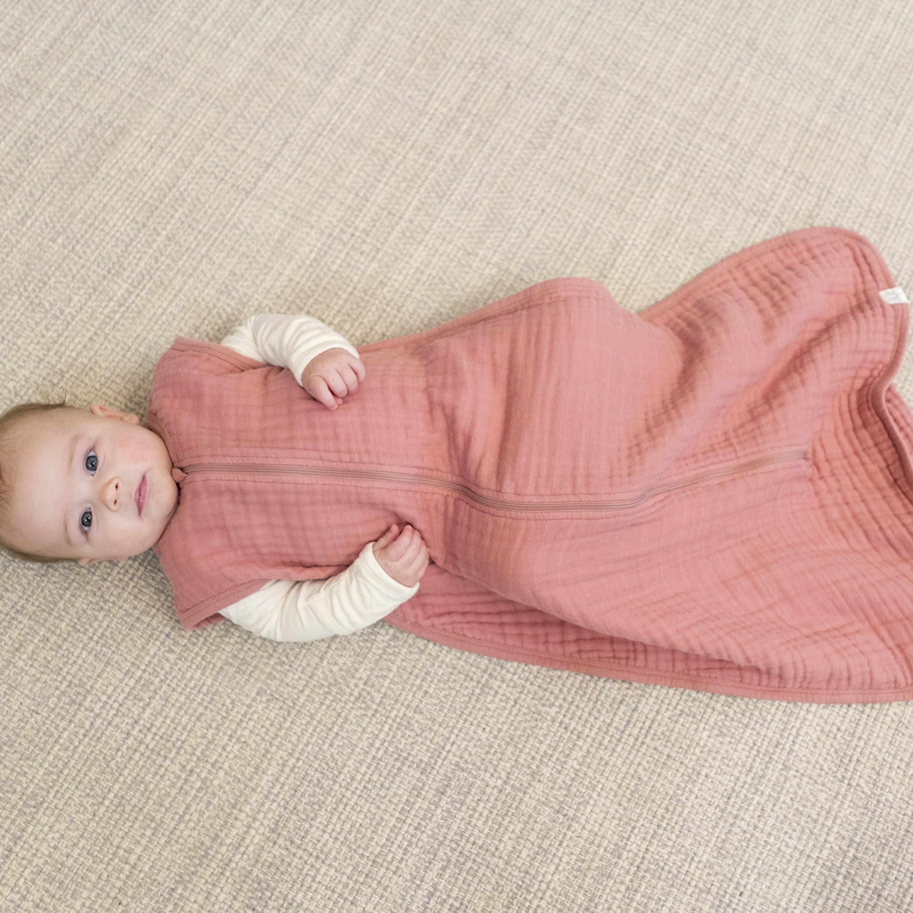 Lulujo 100% Cotton Muslin Sleep Sack, Rose, Size S (0-6 months)-baby-nursery-blanketsandswaddles-swaddlesandsleepingbags-image-2