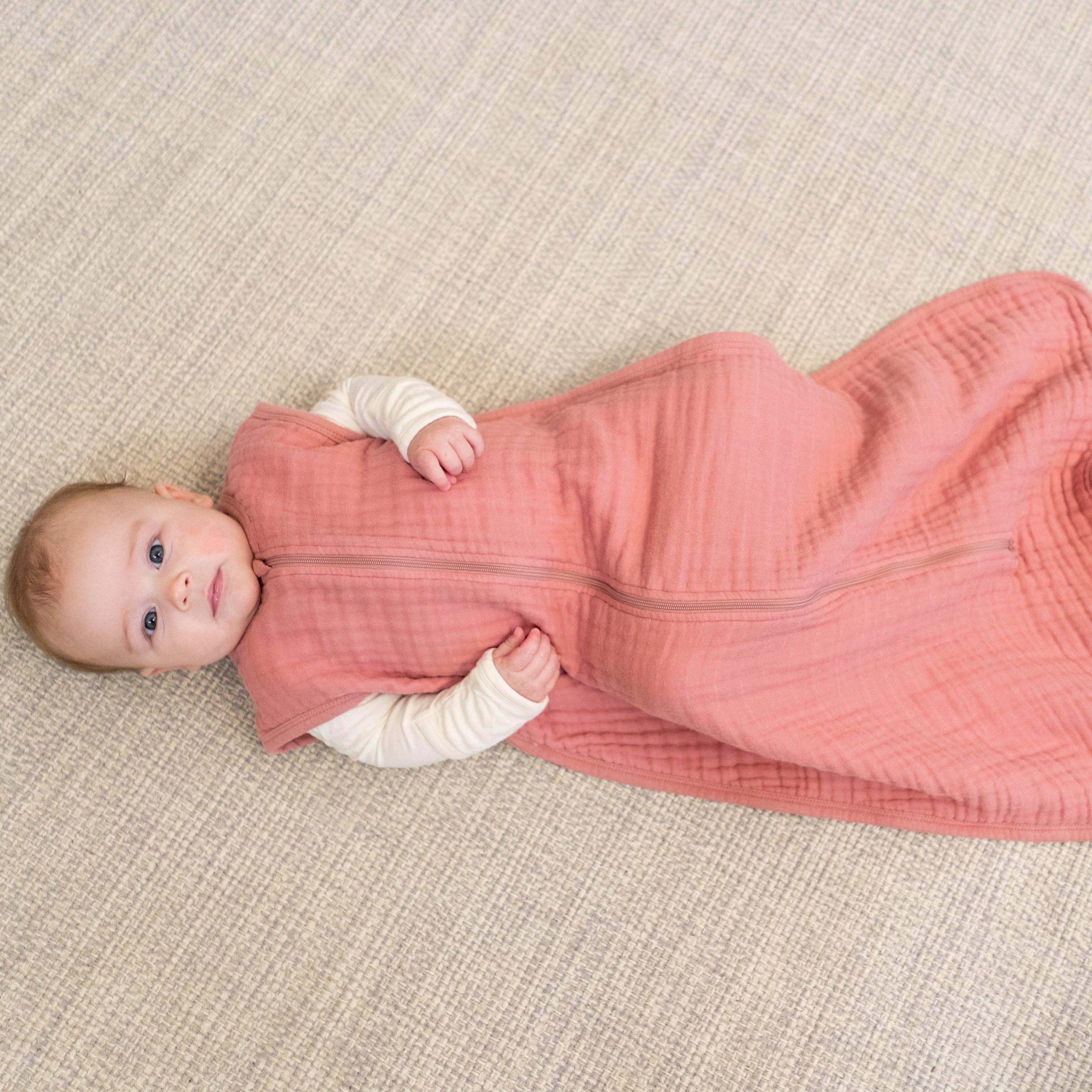 Lulujo 100% Cotton Muslin Sleep Sack, Rose, Size M (6-12months)-baby-nursery-blanketsandswaddles-swaddlesandsleepingbags-image-3