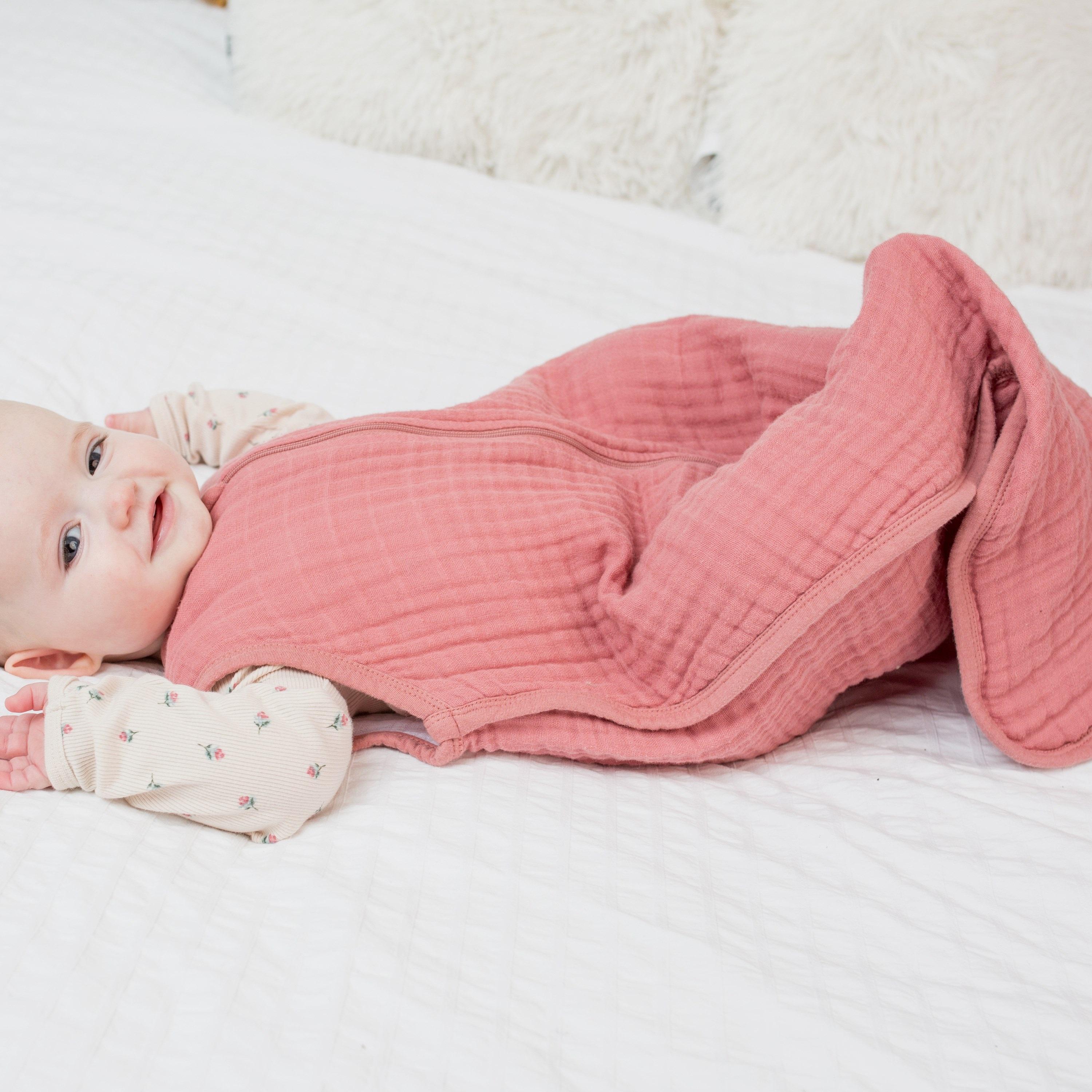 Lulujo 100% Cotton Muslin Sleep Sack, Rose, Size L (12 - 18 months)-baby-nursery-blanketsandswaddles-swaddlesandsleepingbags-image-3