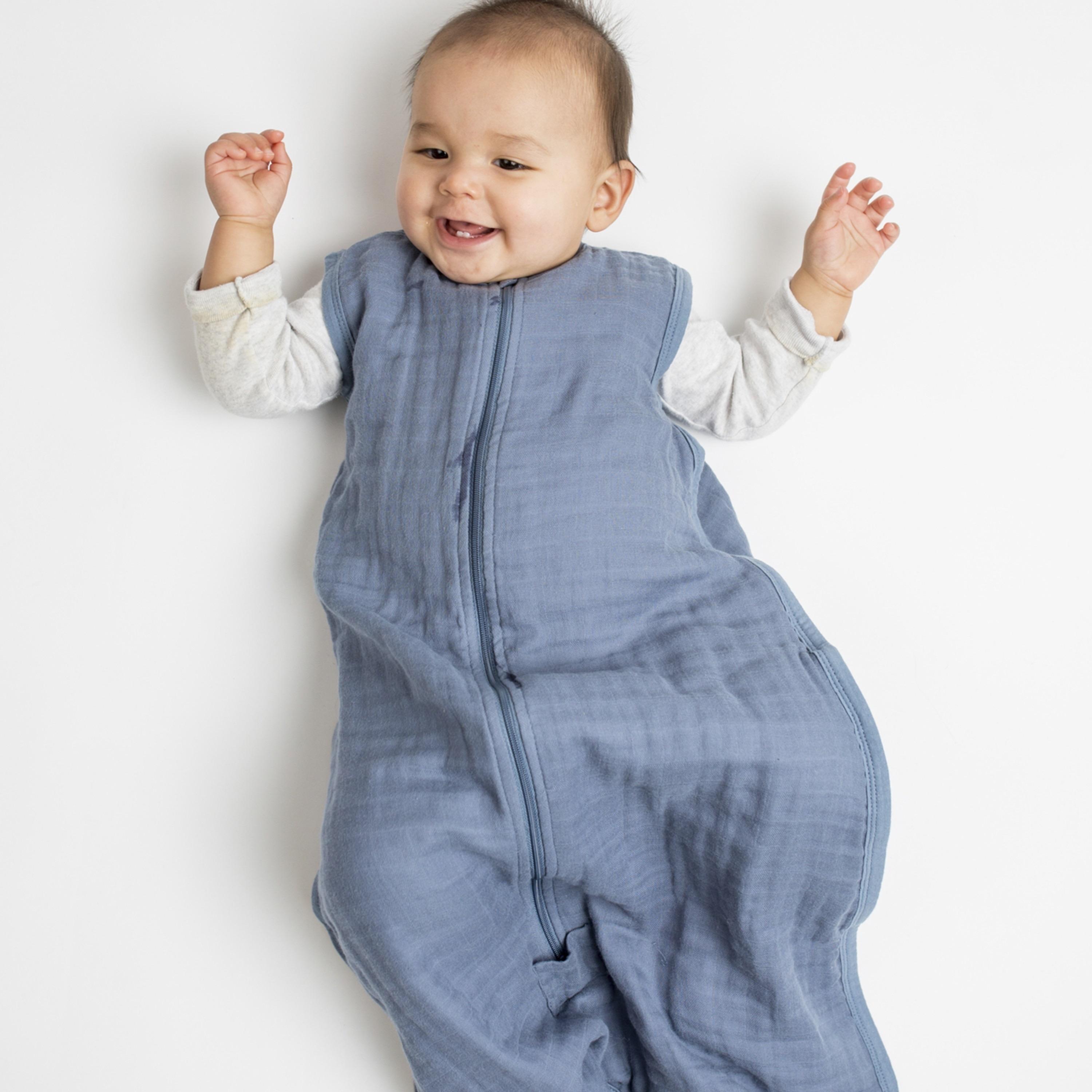 Lulujo 100% Cotton Muslin Sleep Sack, Navy Night, Size S (0-6 Months)-baby-nursery-blanketsandswaddles-swaddlesandsleepingbags-image-3