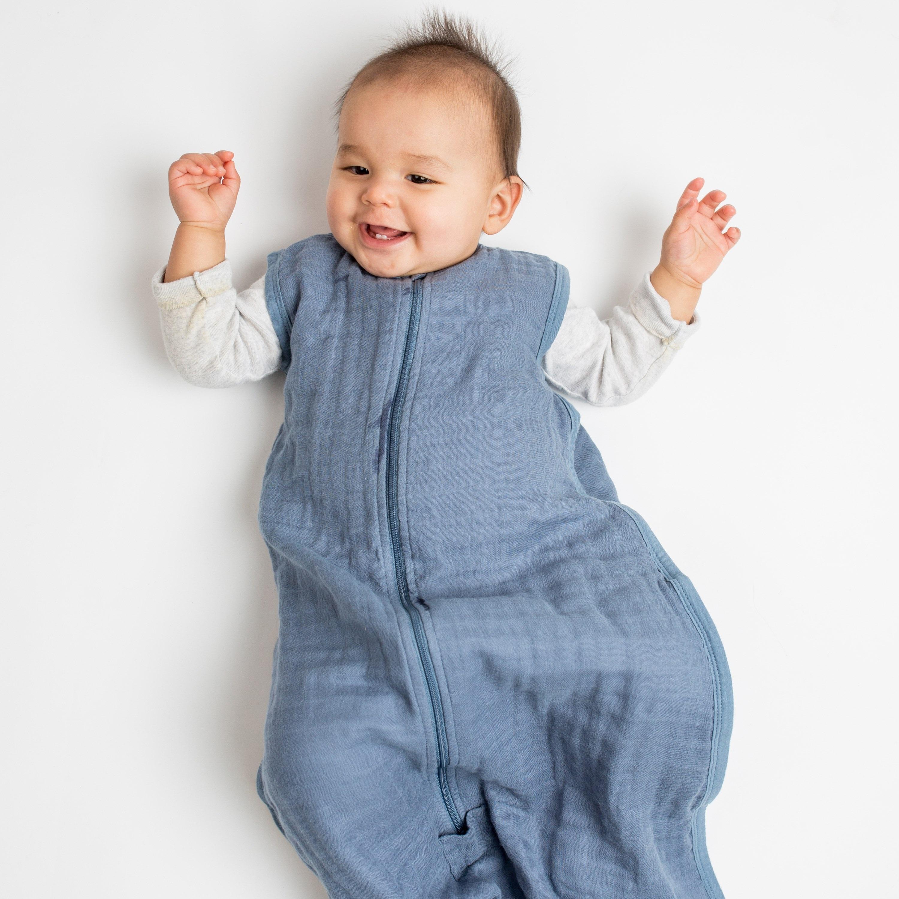 Lulujo 100% Cotton Muslin Sleep Sack, Navy Night, Size M (6-12months)-baby-nursery-blanketsandswaddles-swaddlesandsleepingbags-image-3