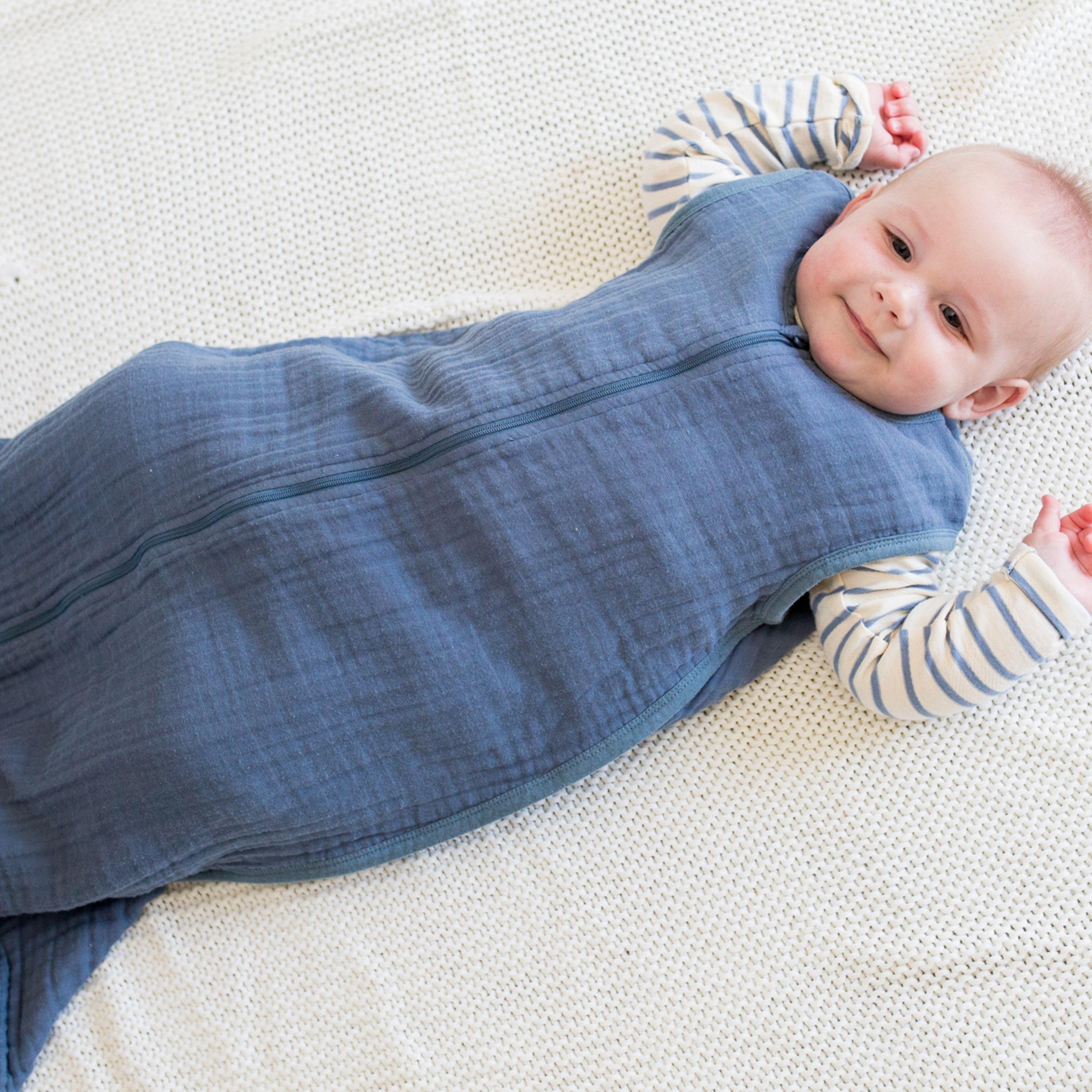 Lulujo 100% Cotton Muslin Sleep Sack, Navy Night, Size L (12-18 Months)-baby-nursery-blanketsandswaddles-swaddlesandsleepingbags-image-3