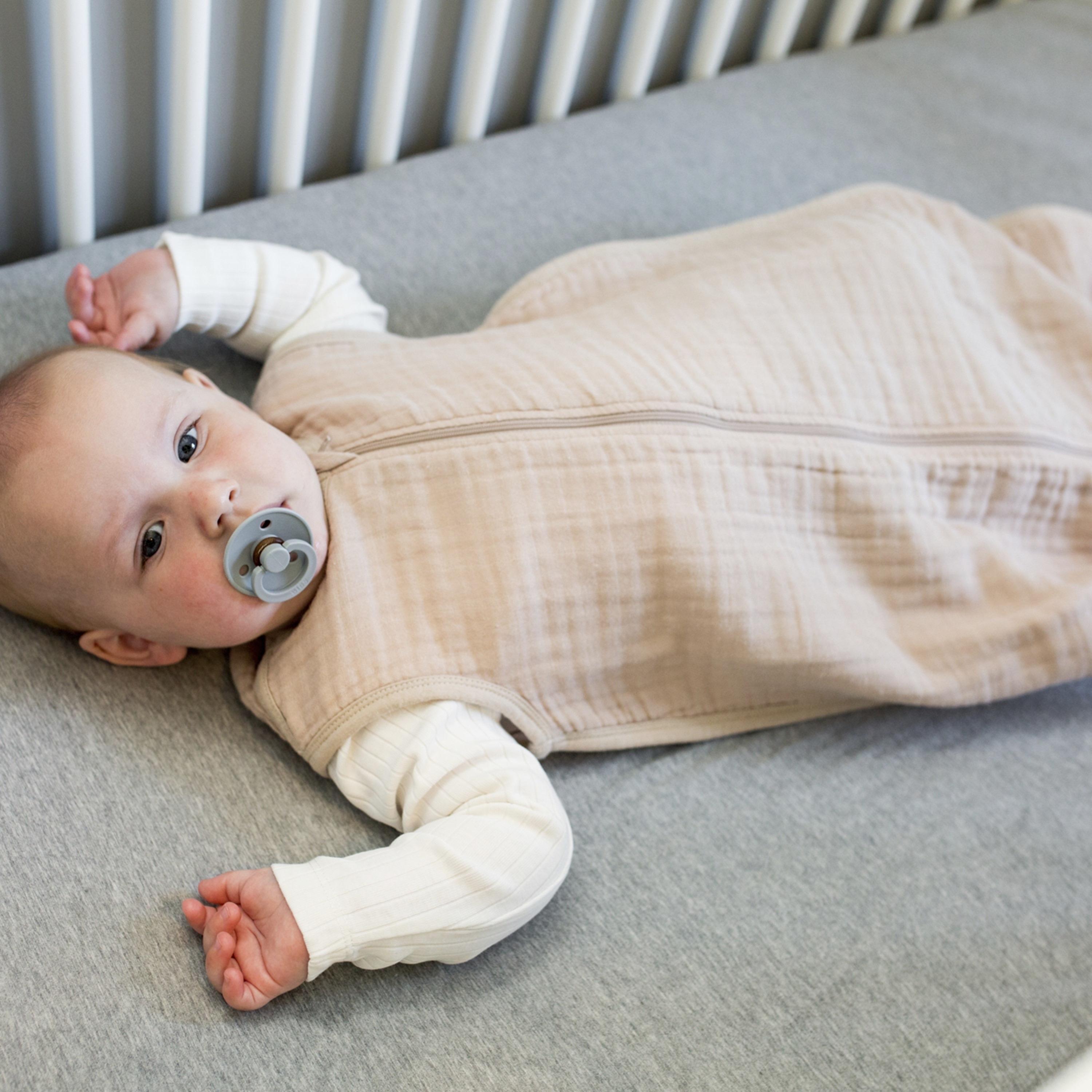 Lulujo 100% Cotton Muslin Sleep Sack, Sand, Size S (0-6 months)-baby-nursery-blanketsandswaddles-swaddlesandsleepingbags-image-3