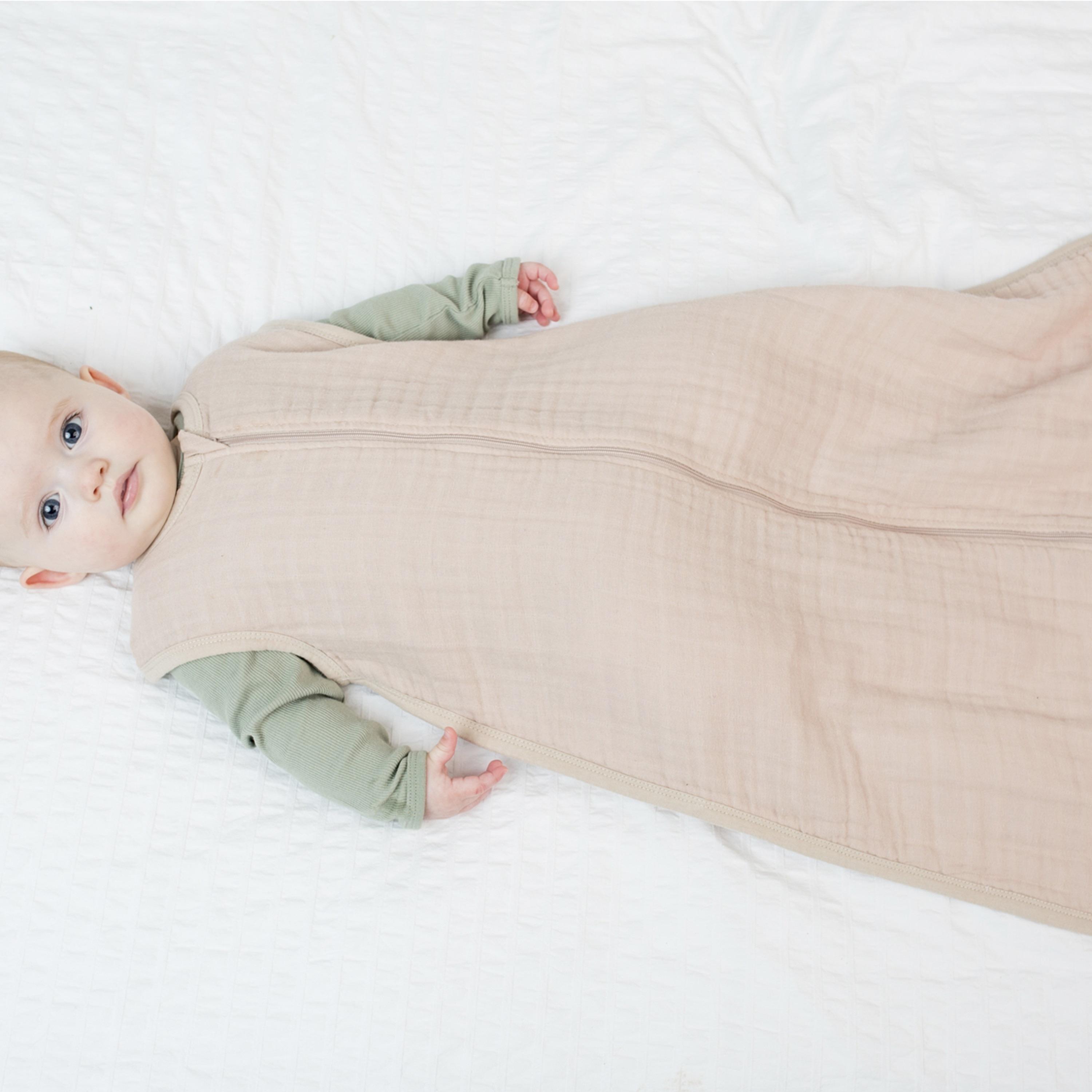 Lulujo 100% Cotton Muslin Sleep Sack, Sand, Size S (0-6 months)-baby-nursery-blanketsandswaddles-swaddlesandsleepingbags-image-5