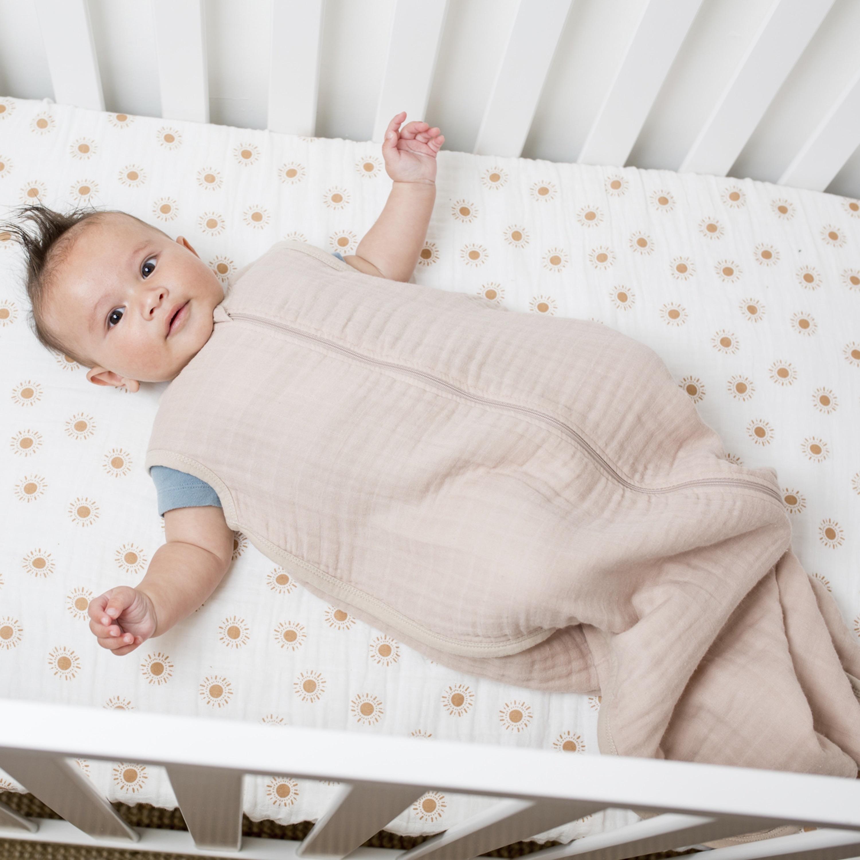 Lulujo 100% Cotton Muslin Sleep Sack, Sand, Size L (12-18 months)-baby-nursery-blanketsandswaddles-swaddlesandsleepingbags-image-3