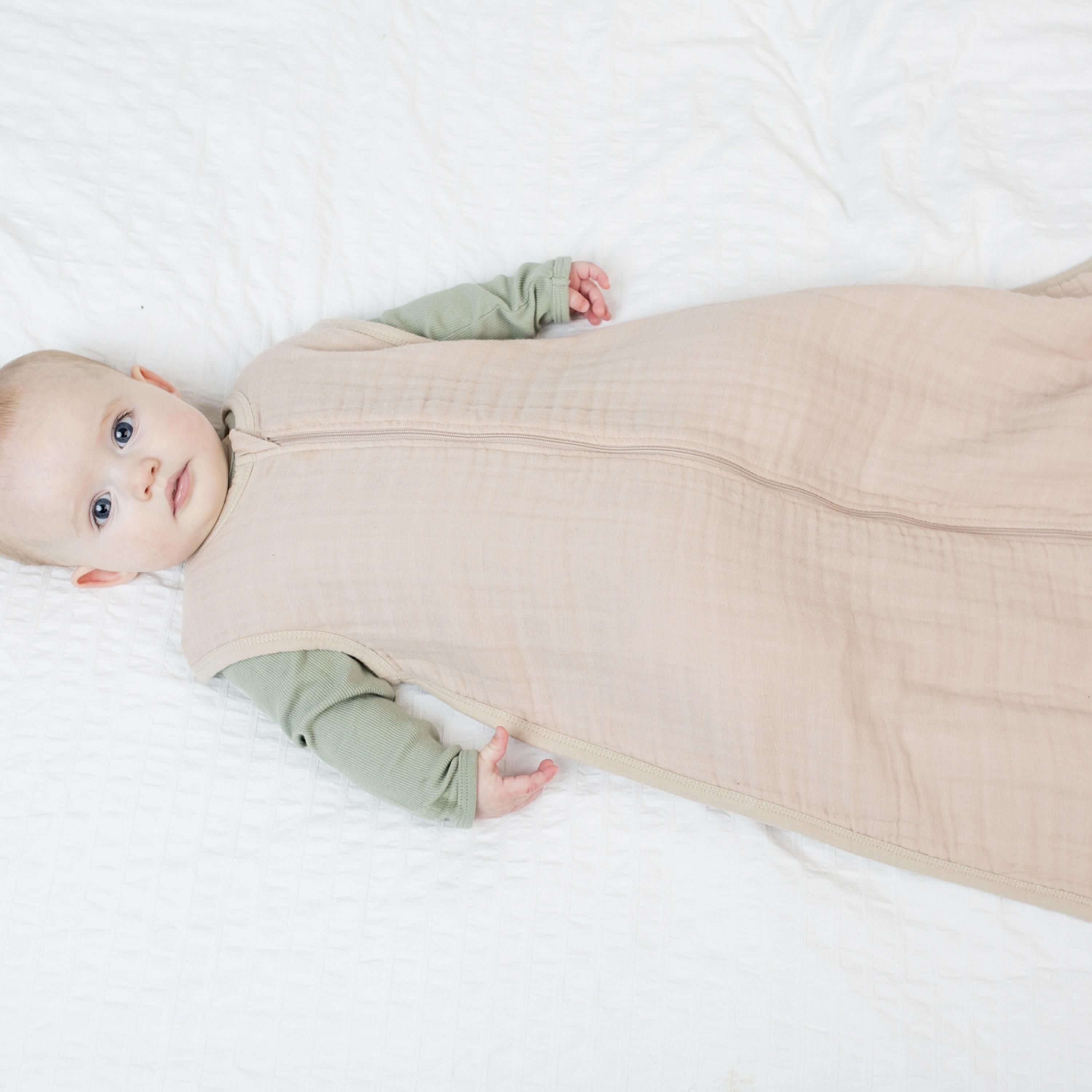 Lulujo 100% Cotton Muslin Sleep Sack, Sand, Size L (12-18 months)-baby-nursery-blanketsandswaddles-swaddlesandsleepingbags-image-4