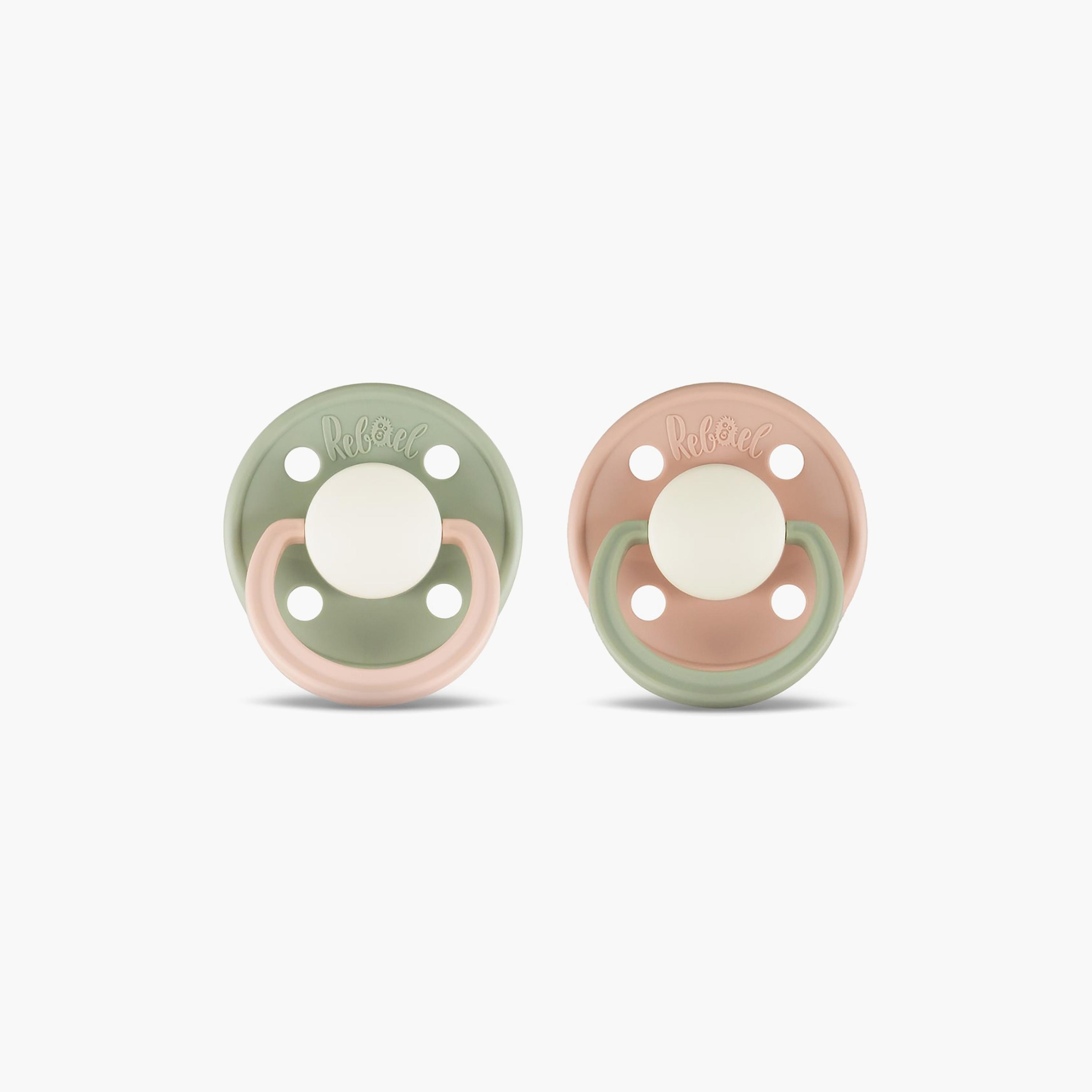 قطعتين لهاية مستديرة مطاط طبيعي فاشون من ريبايل, مقاس 1, 0-6 شهور-baby-feeding-pacifiers-image-3