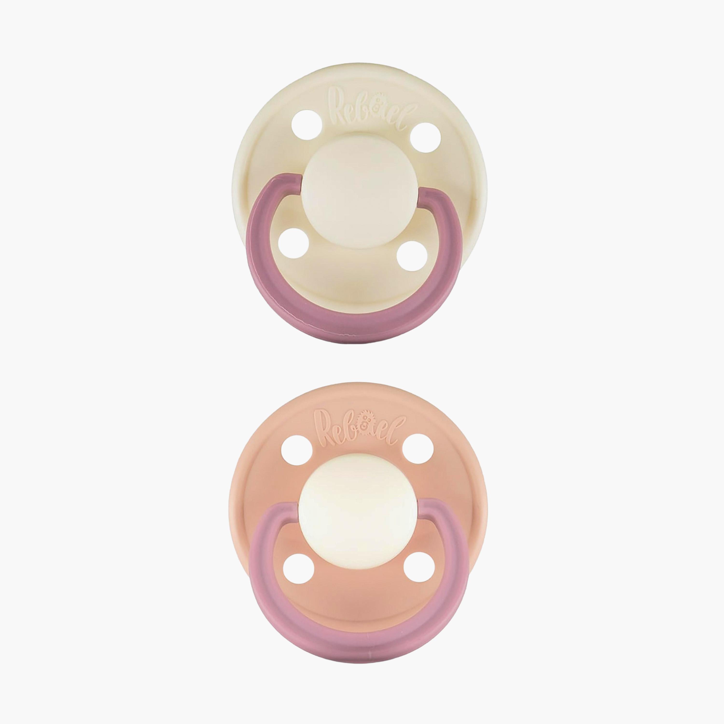 Rebael 2-Piece Natural Rubber Round Pacifier, Size 1, 0-6M-baby-feeding-pacifiers-image-1