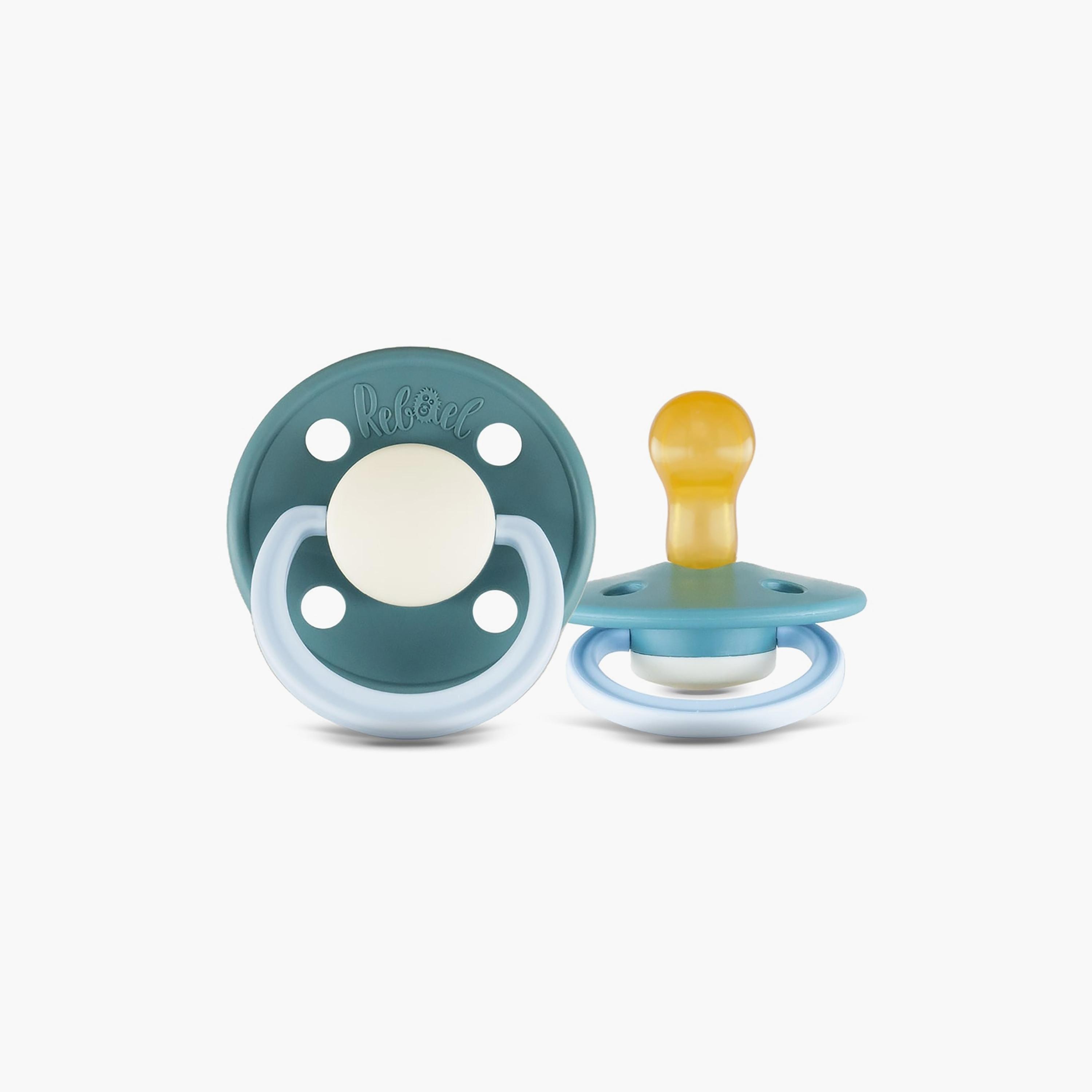 قطعتين لهاية مستديرة مطاط طبيعي فاشون من ريبايل, مقاس 1, 0-6 شهور-baby-feeding-pacifiers-image-1