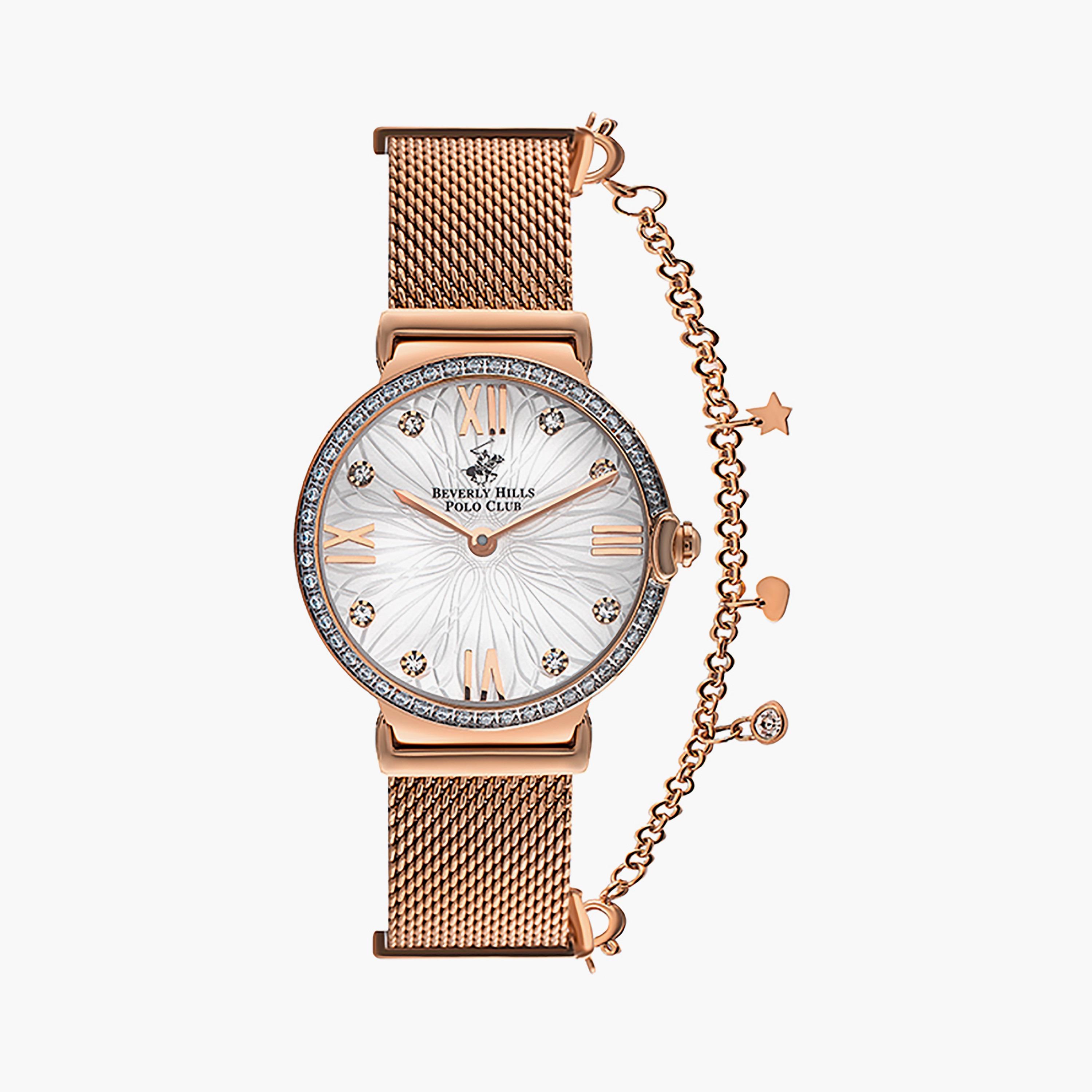  BP3363C.430 | ساعة بيفرلي هيلز بولو كلوب ذات أنالوج ذهبي وردي بسوار شبكي-women-watchesandjewellery-watches-image-1